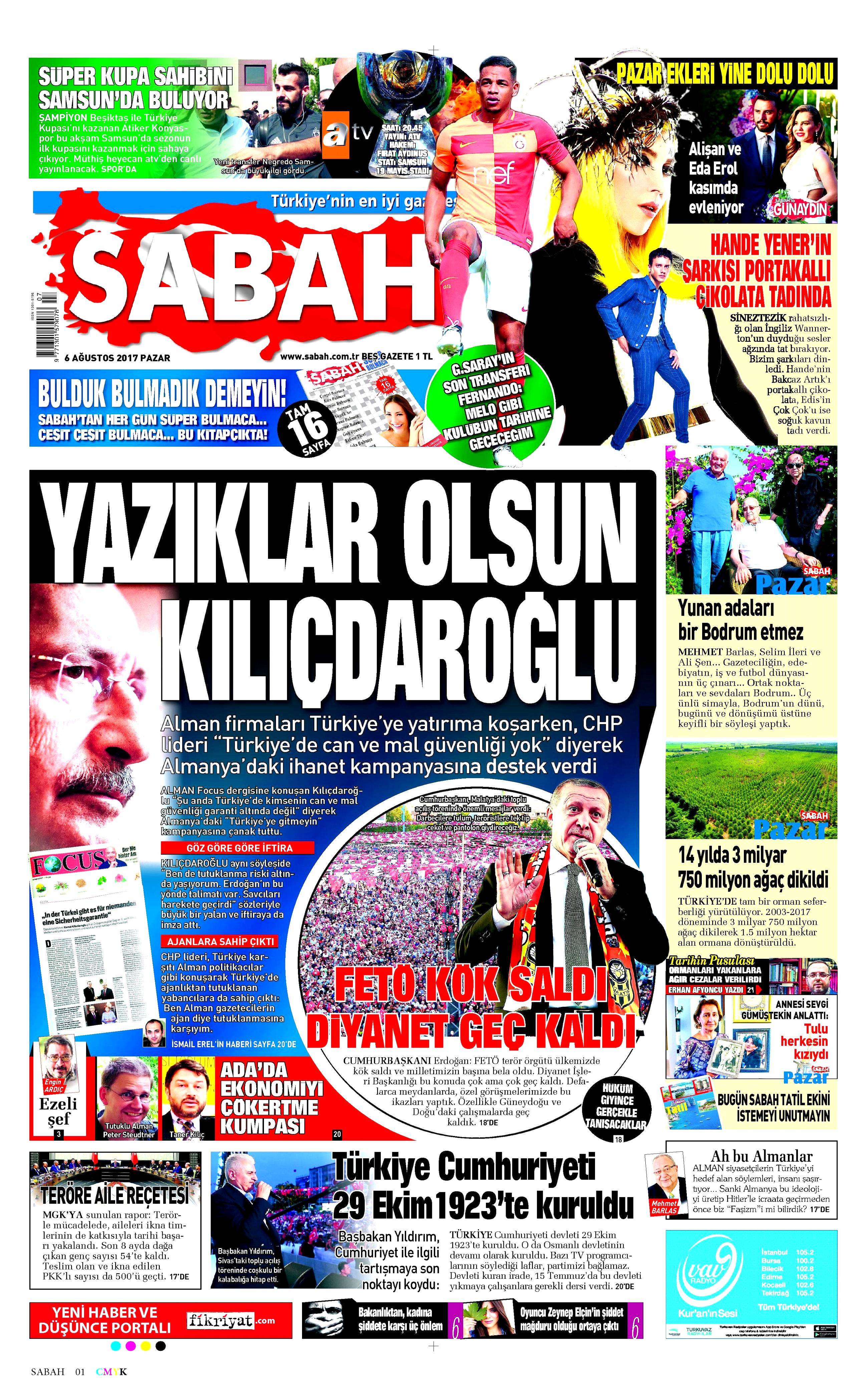 6 Ağustos 2017 gazete manşetleri - 16