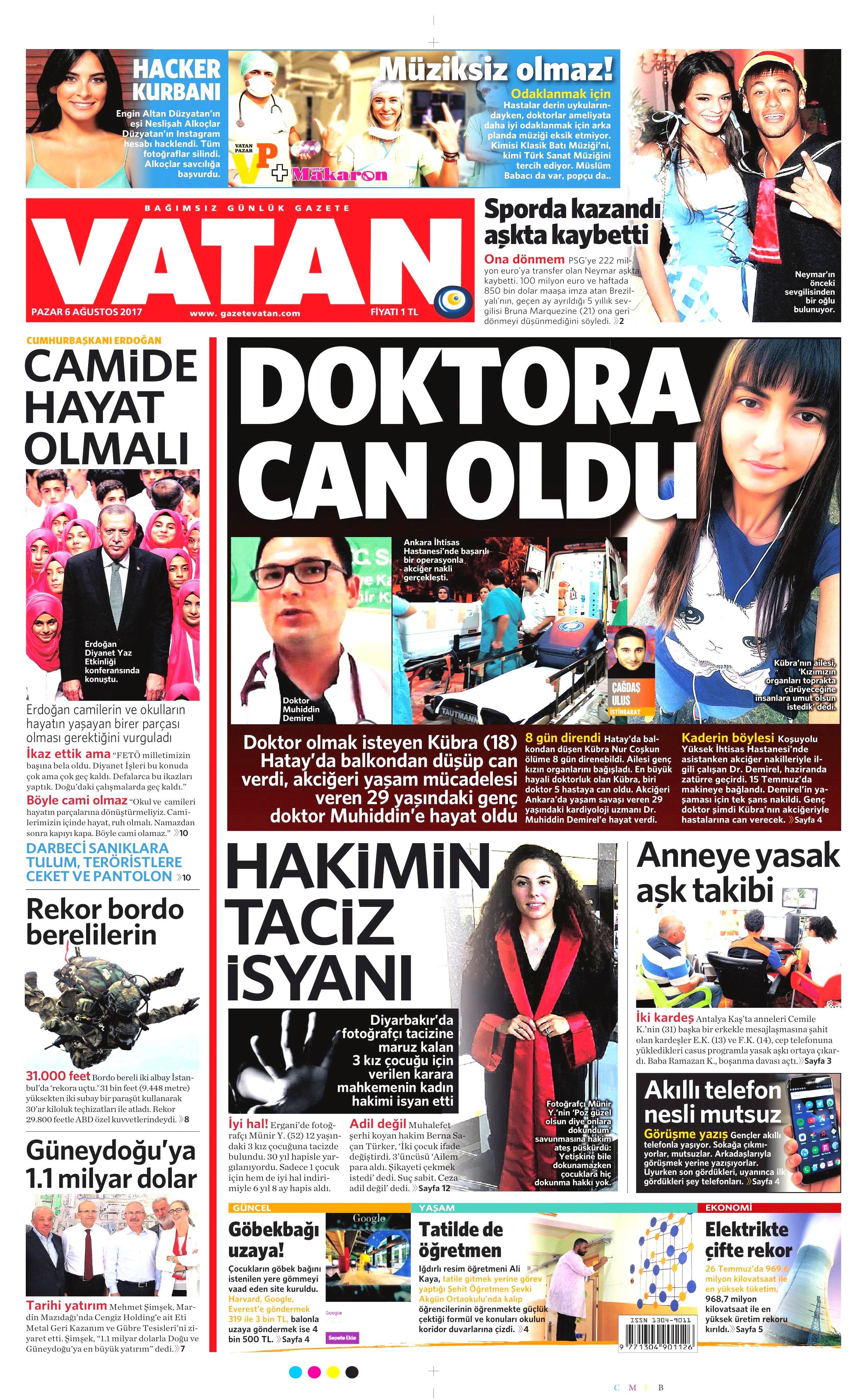 6 Ağustos 2017 gazete manşetleri - 21