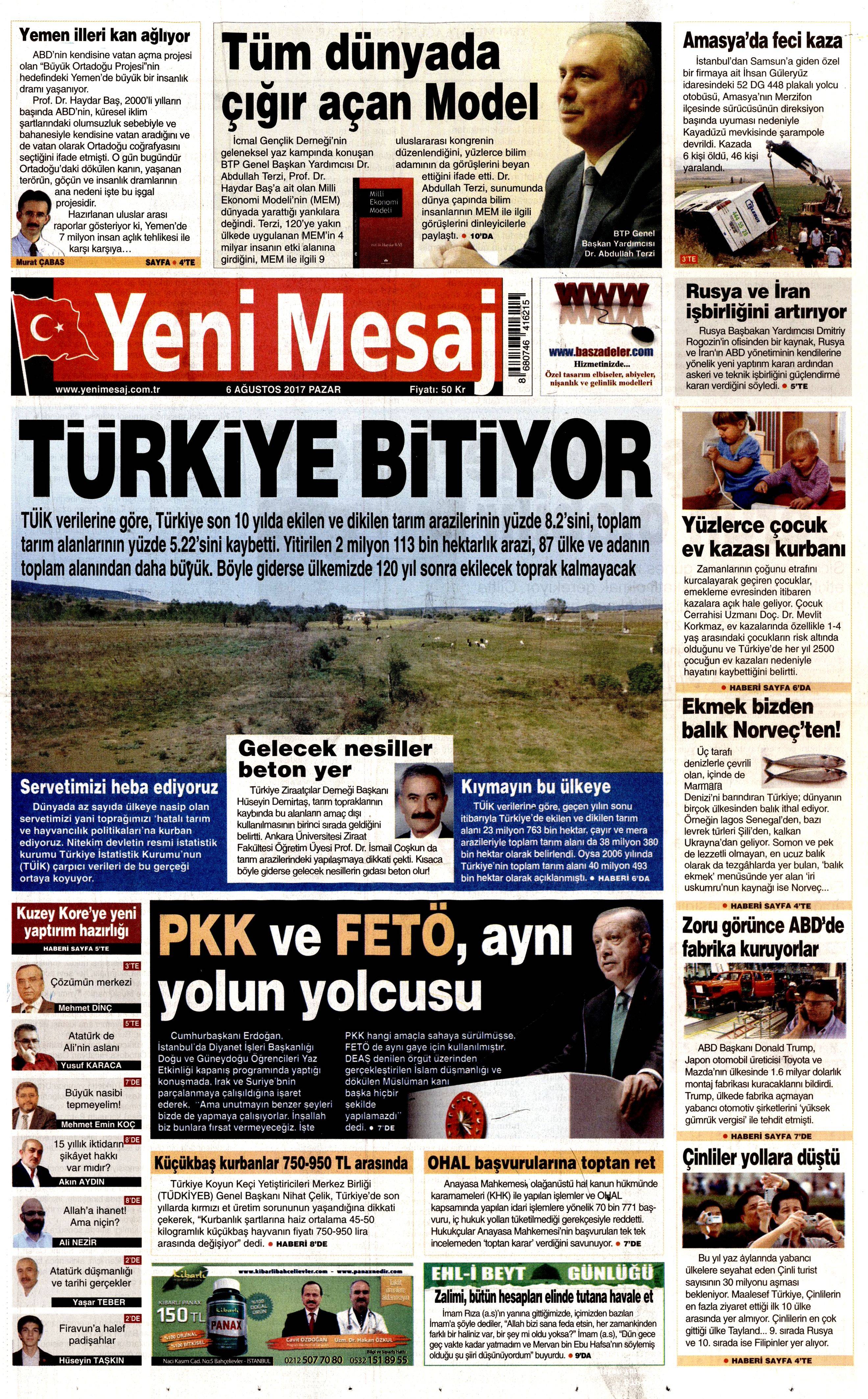 6 Ağustos 2017 gazete manşetleri - 22