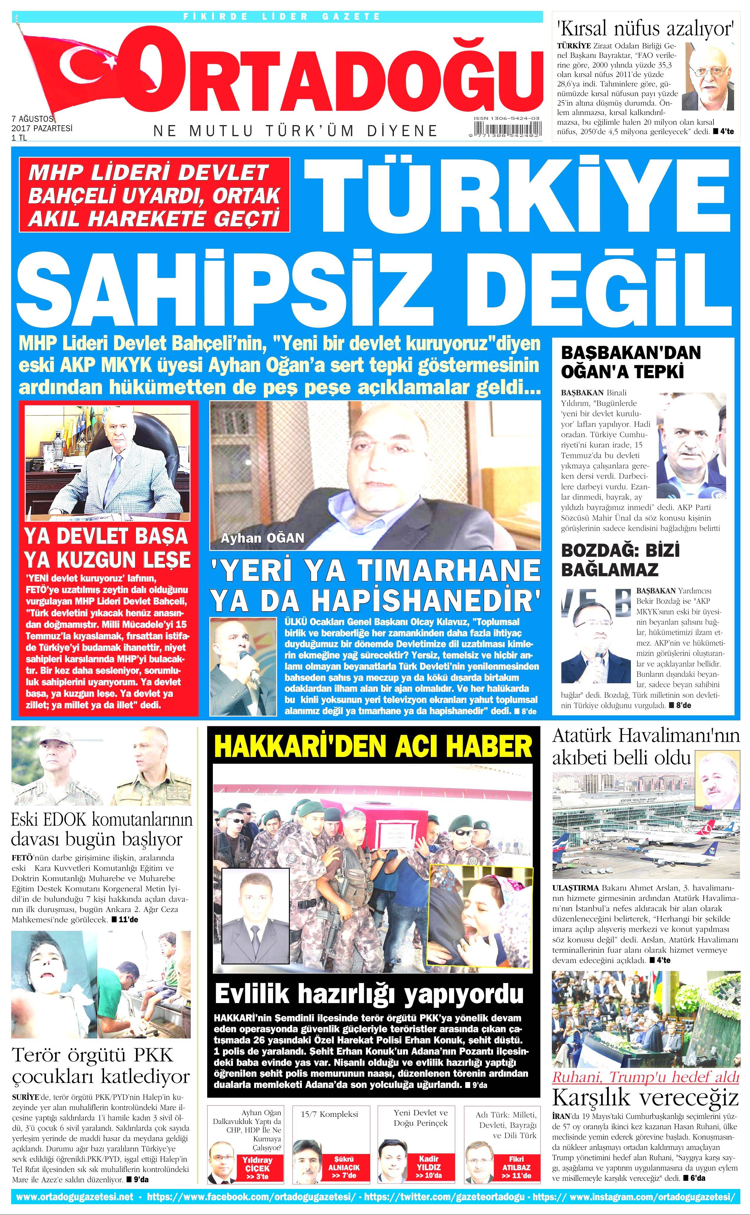 7 Ağustos 2017 gazete manşetleri - 18