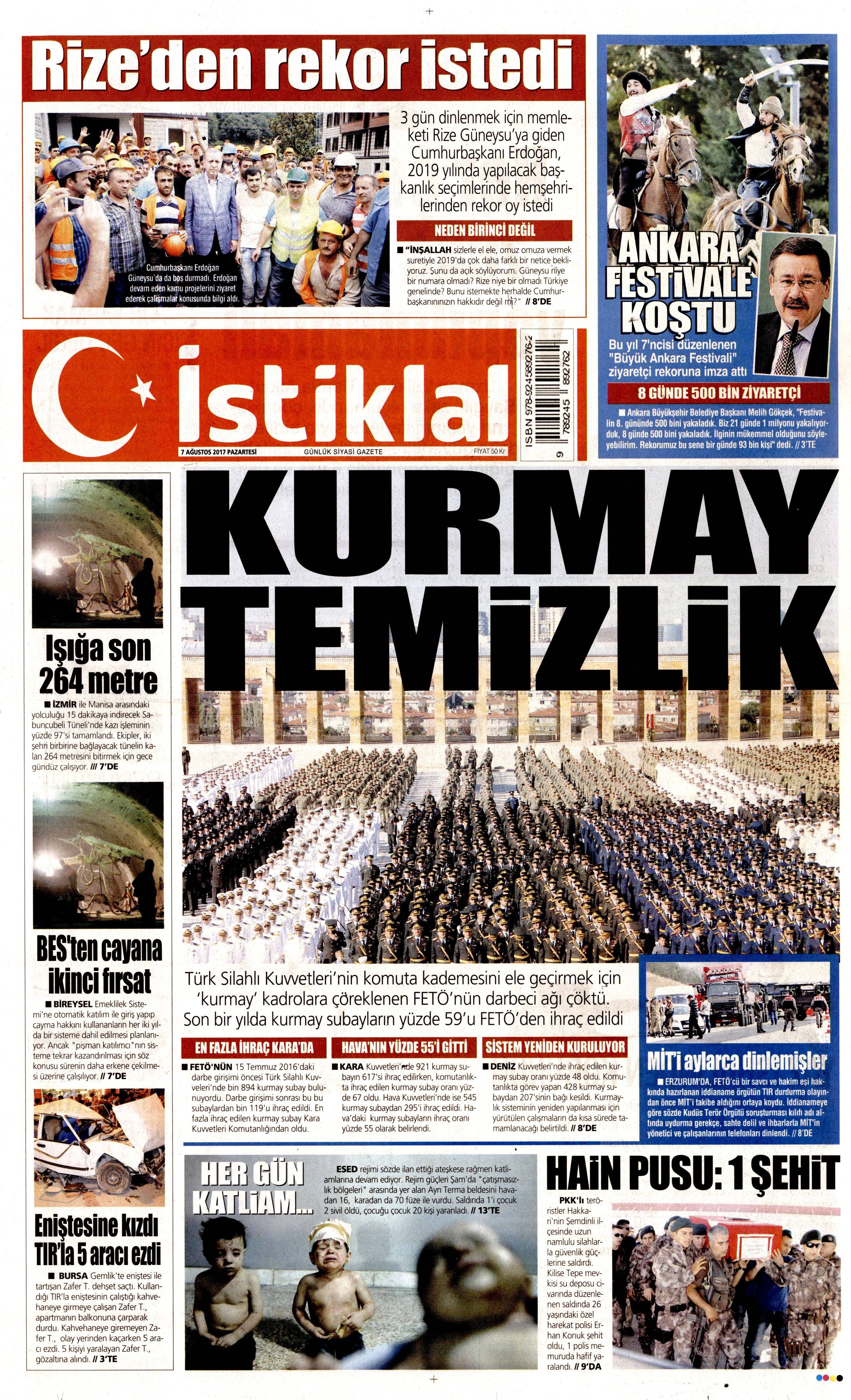 7 Ağustos 2017 gazete manşetleri - 12