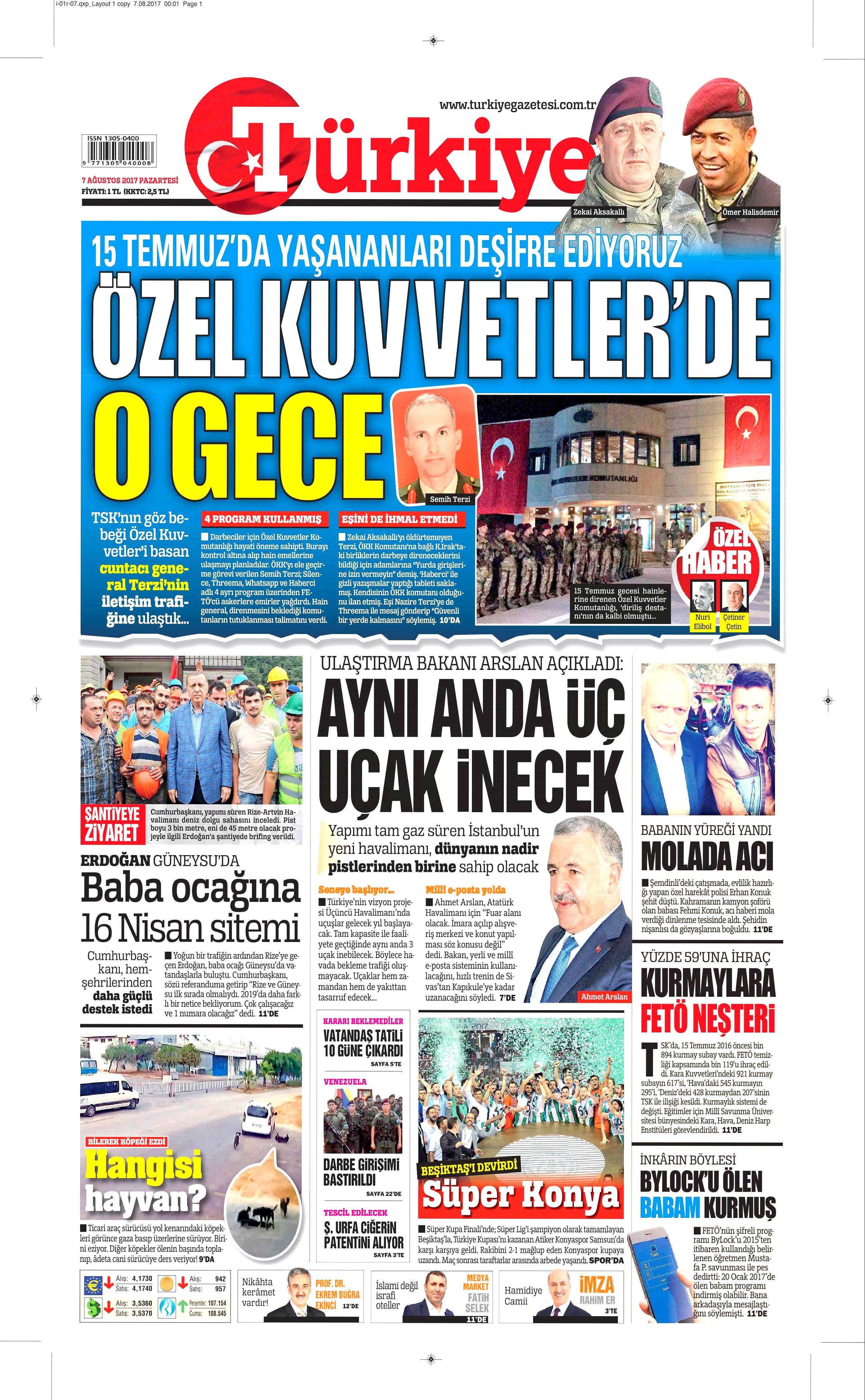 7 Ağustos 2017 gazete manşetleri - 24