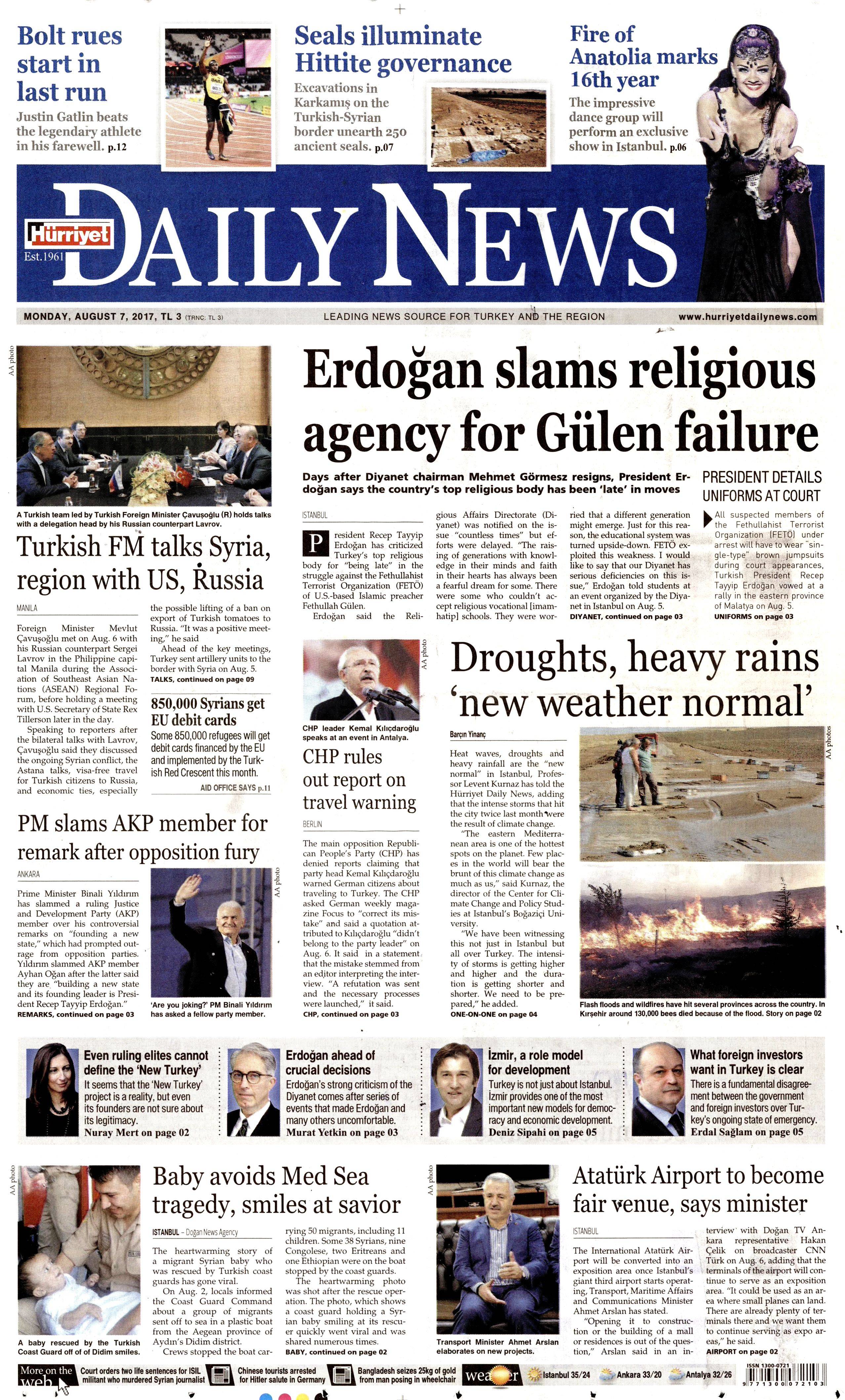 7 Ağustos 2017 gazete manşetleri - 5