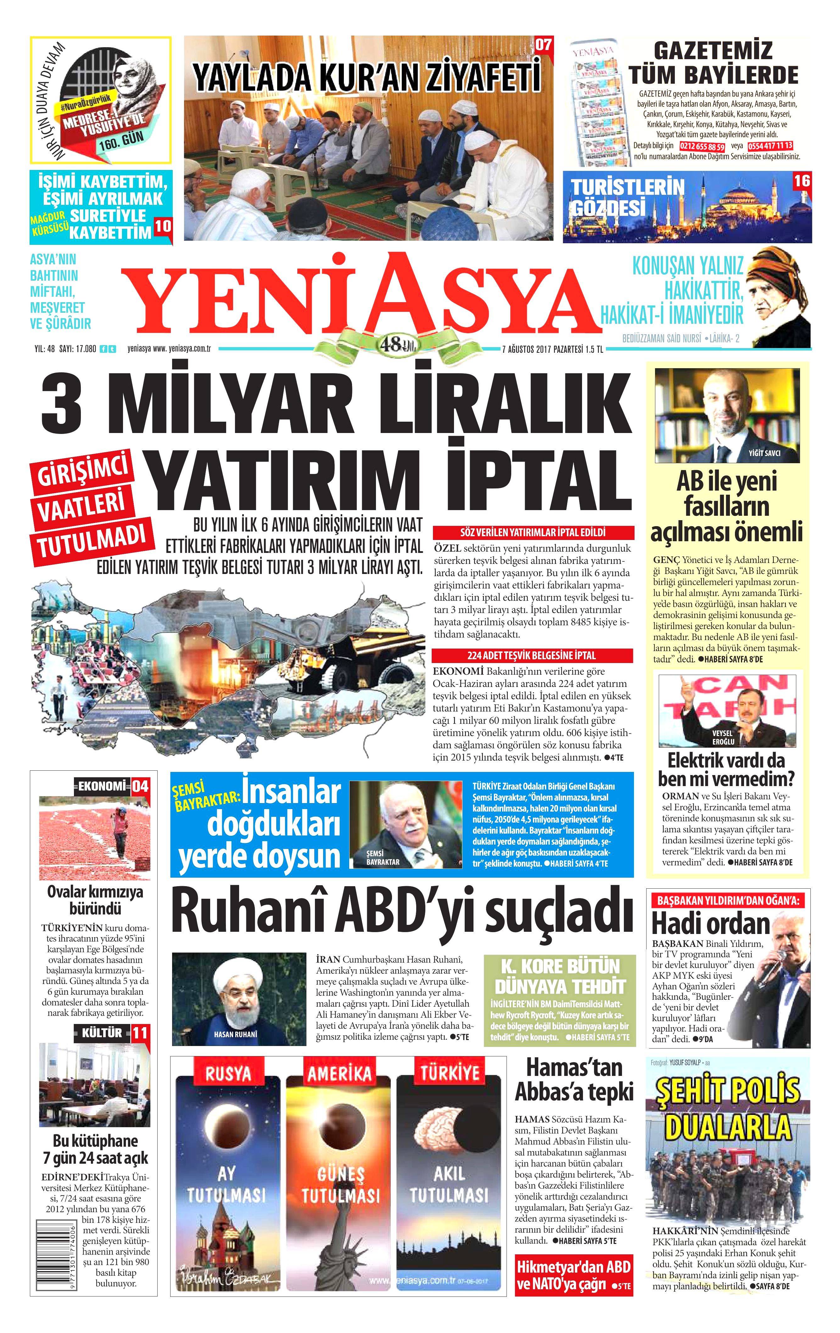 7 Ağustos 2017 gazete manşetleri - 28