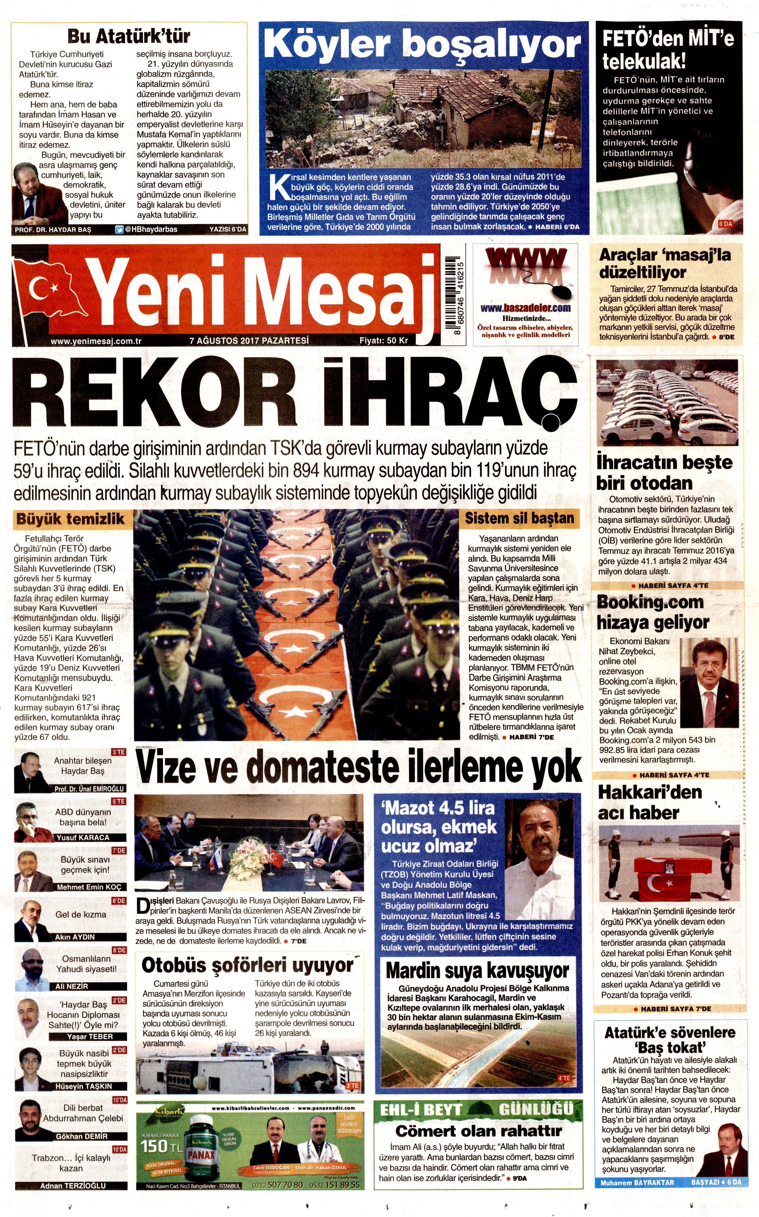7 Ağustos 2017 gazete manşetleri - 26