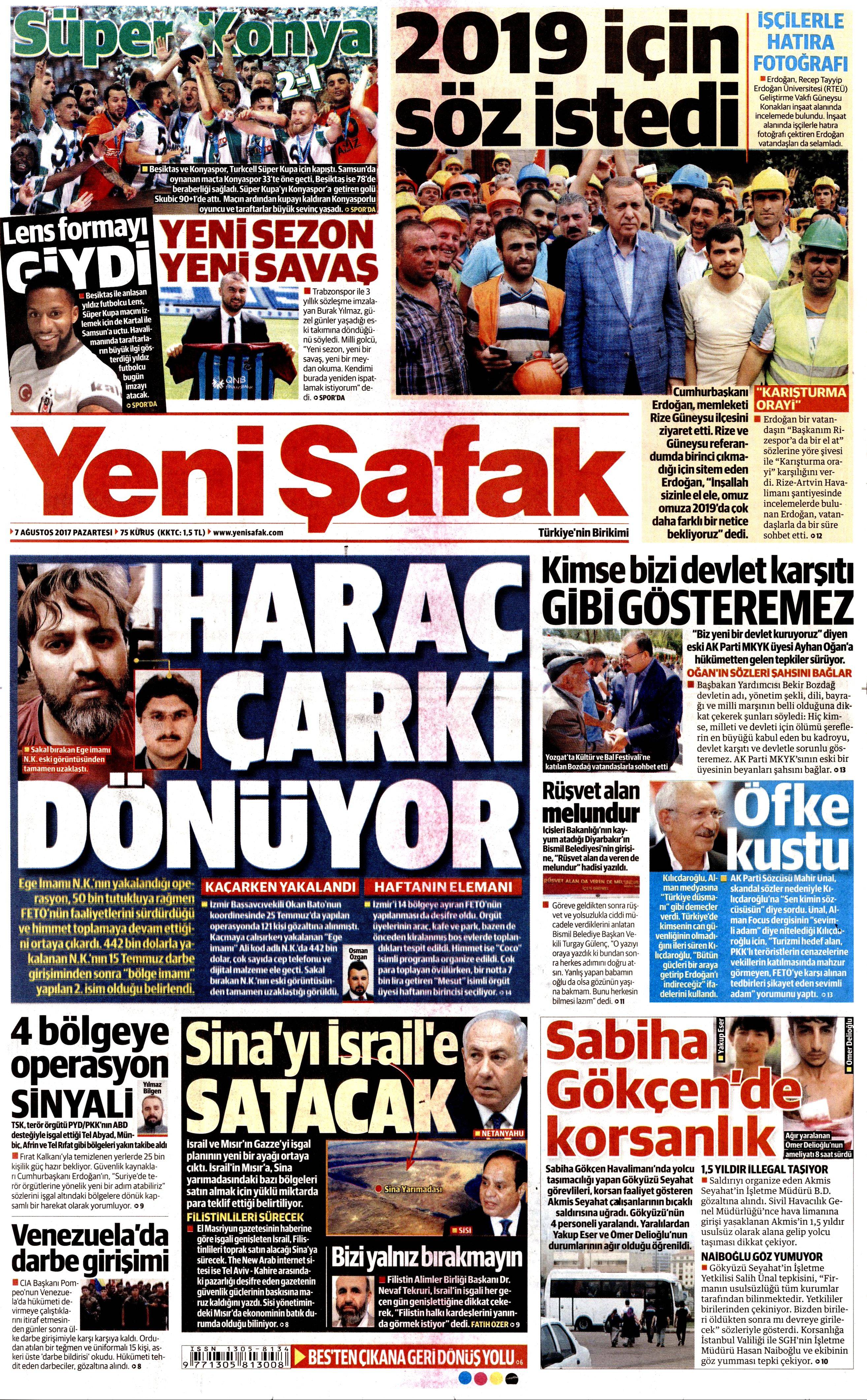7 Ağustos 2017 gazete manşetleri - 31