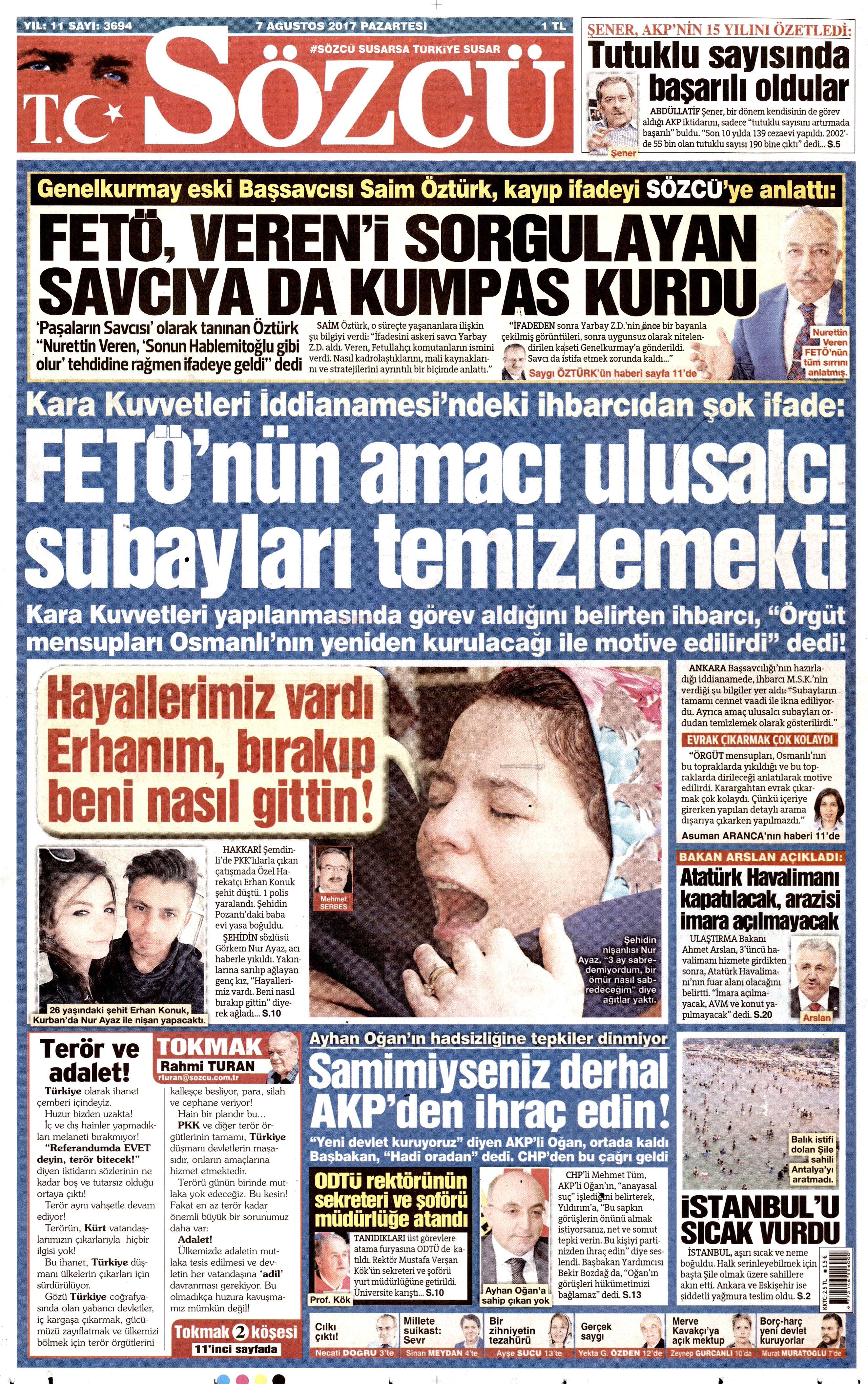 7 Ağustos 2017 gazete manşetleri - 22