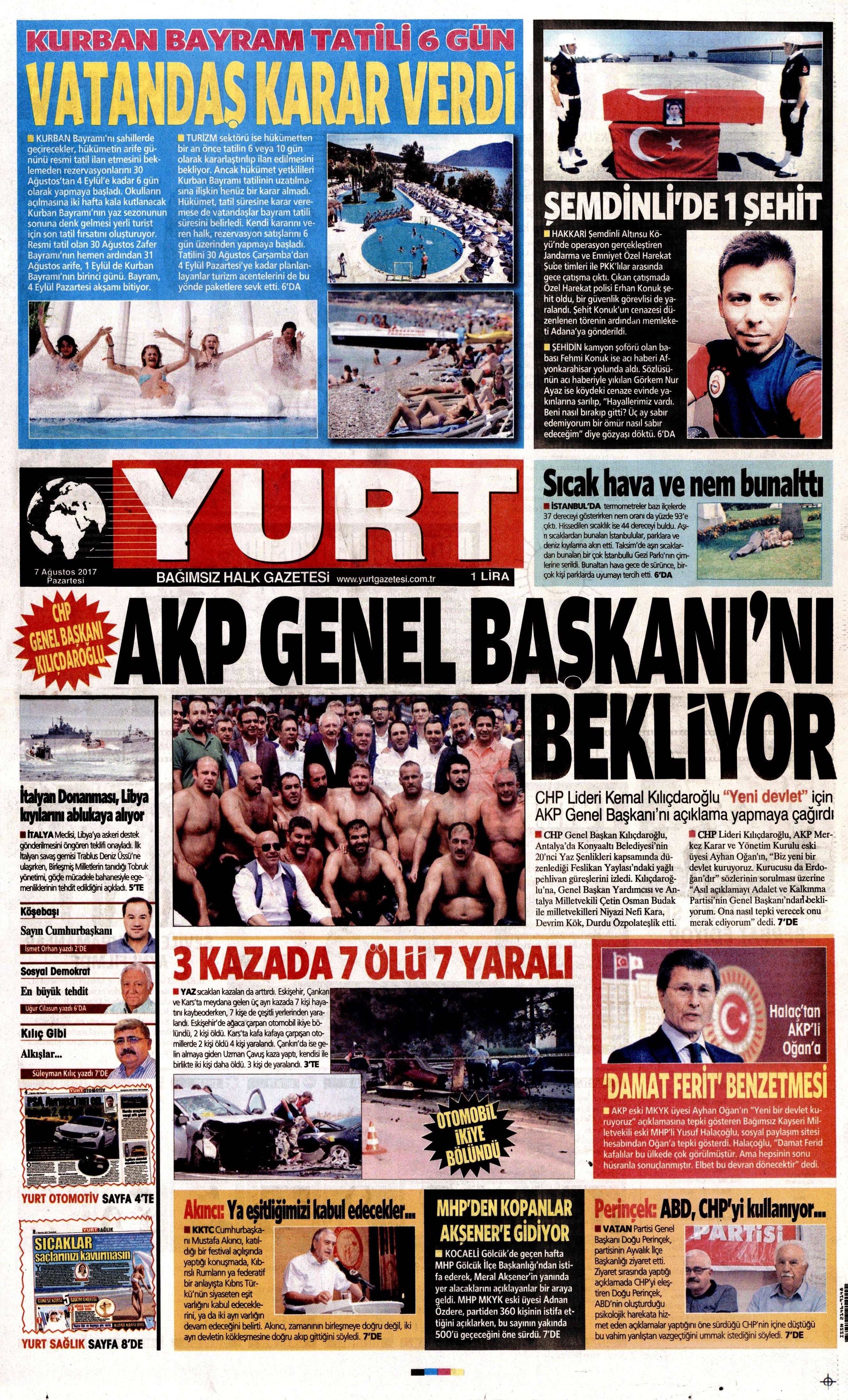 7 Ağustos 2017 gazete manşetleri - 32