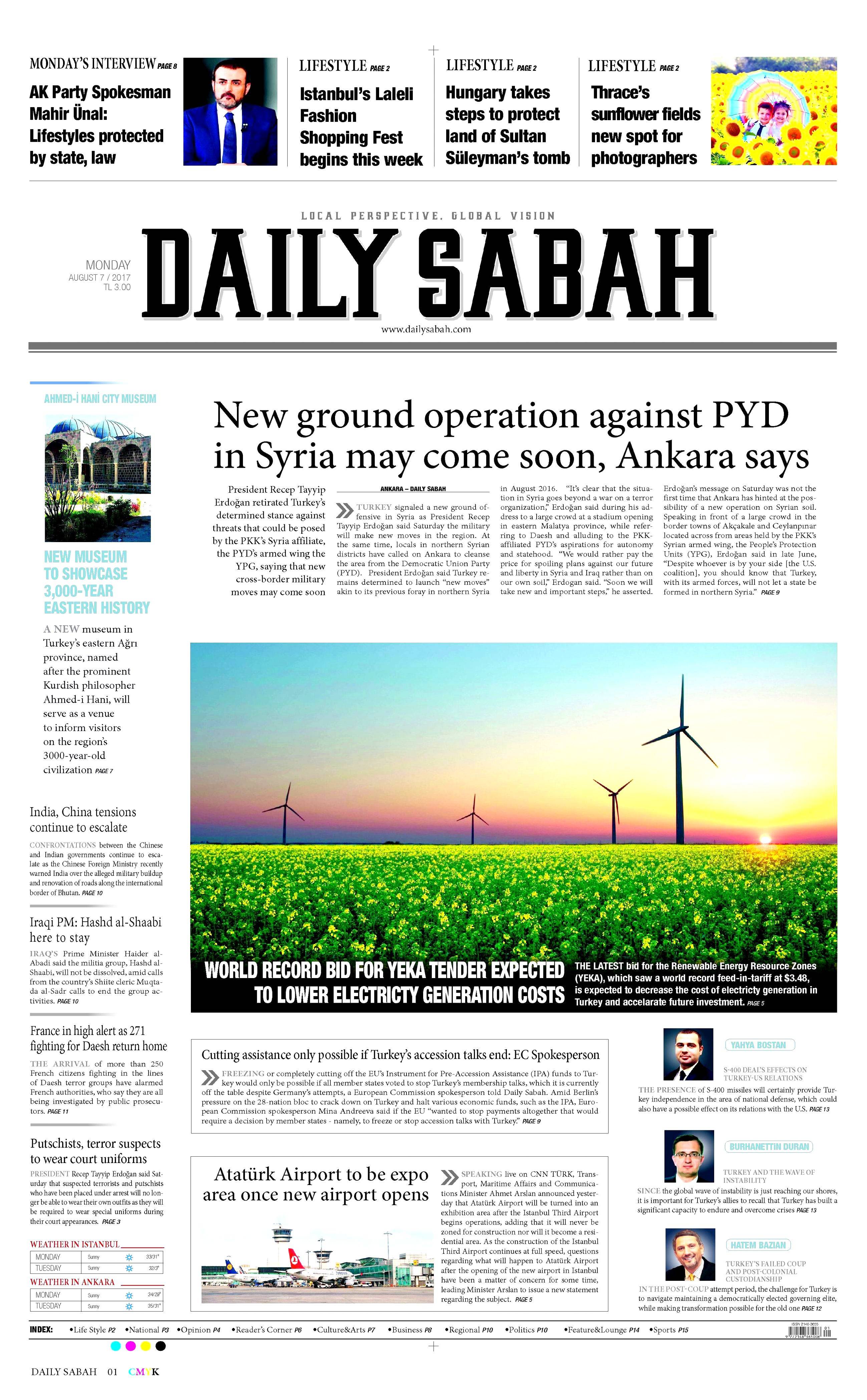 7 Ağustos 2017 gazete manşetleri - 4