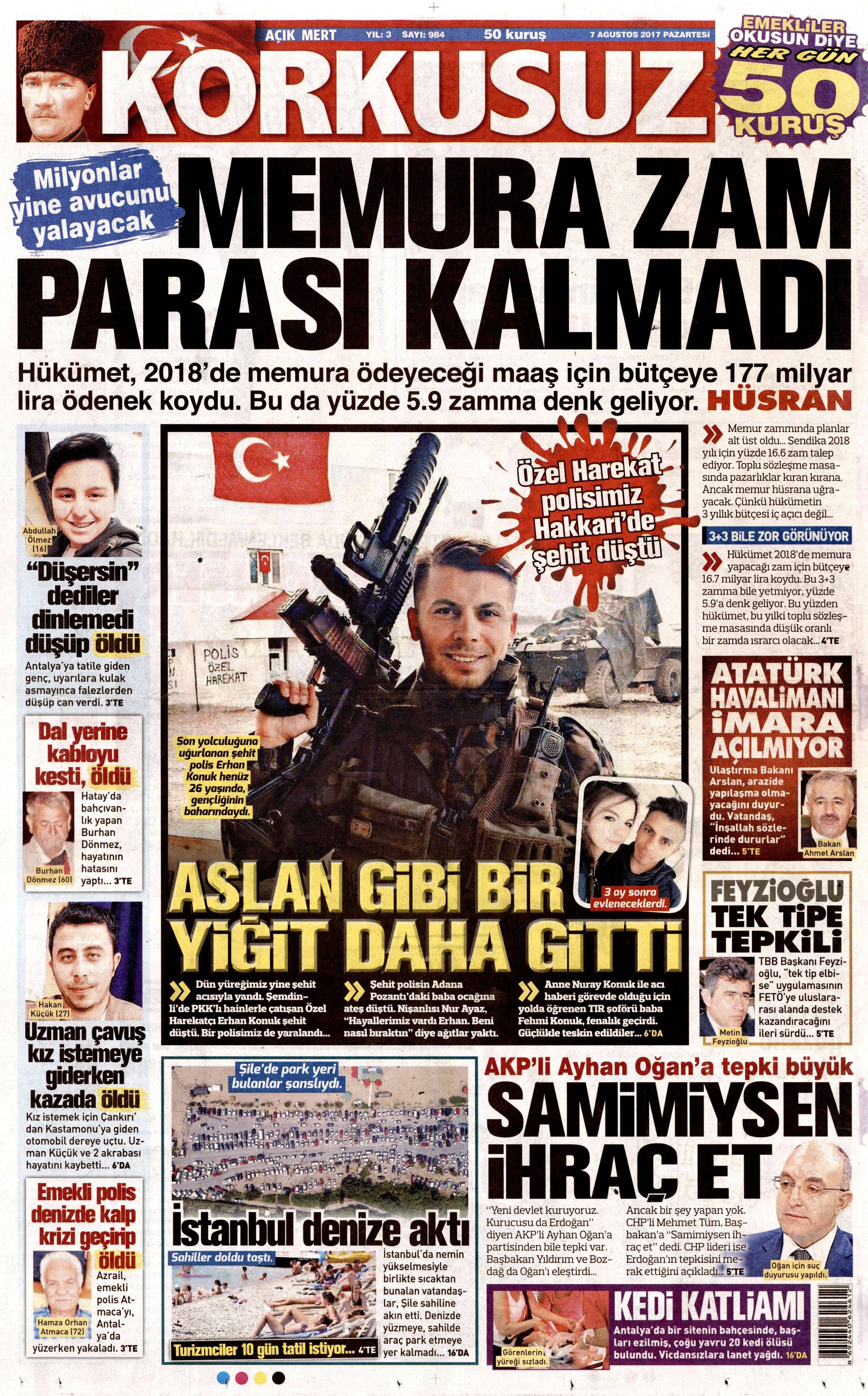 7 Ağustos 2017 gazete manşetleri - 14