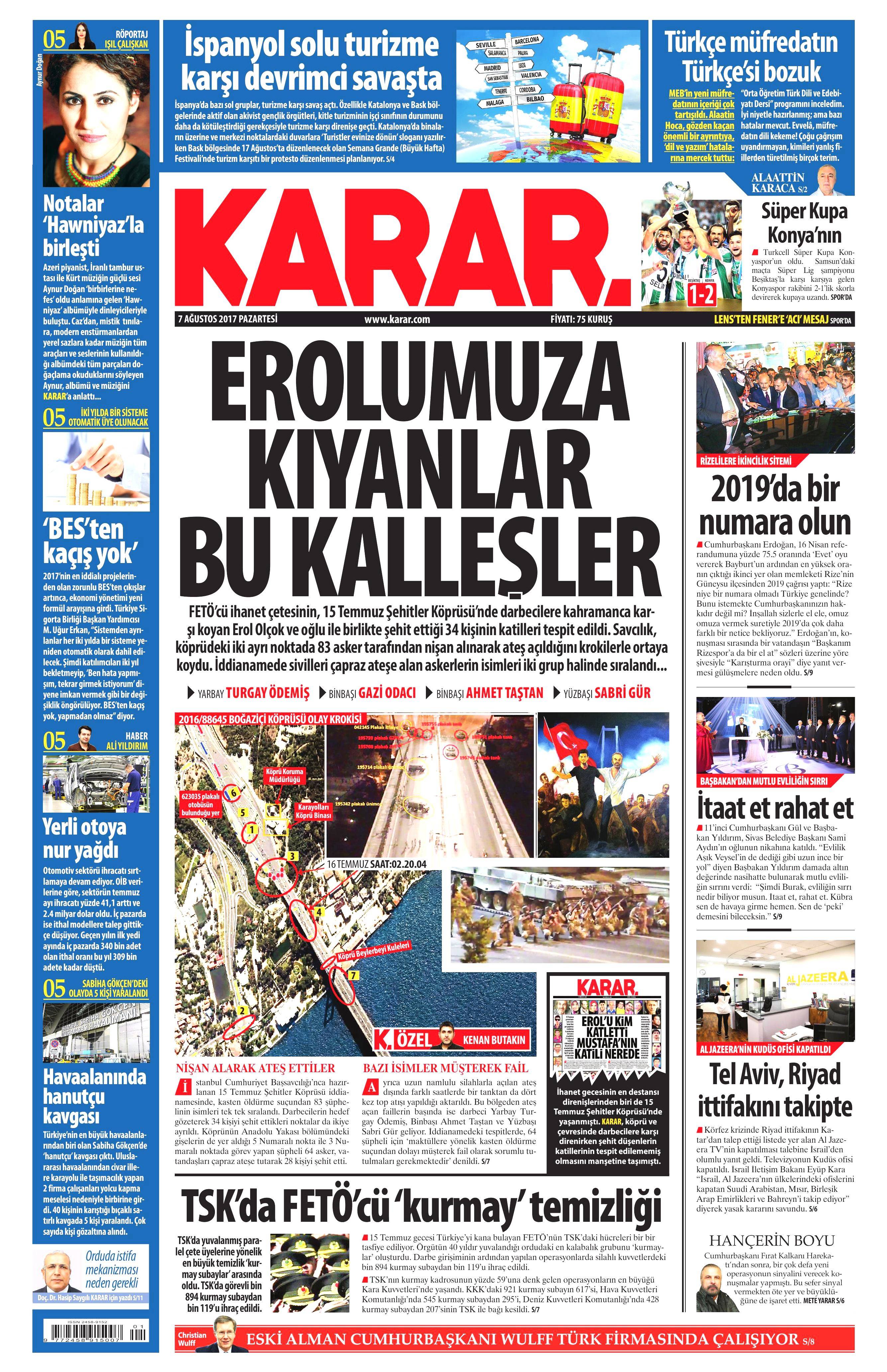 7 Ağustos 2017 gazete manşetleri - 13