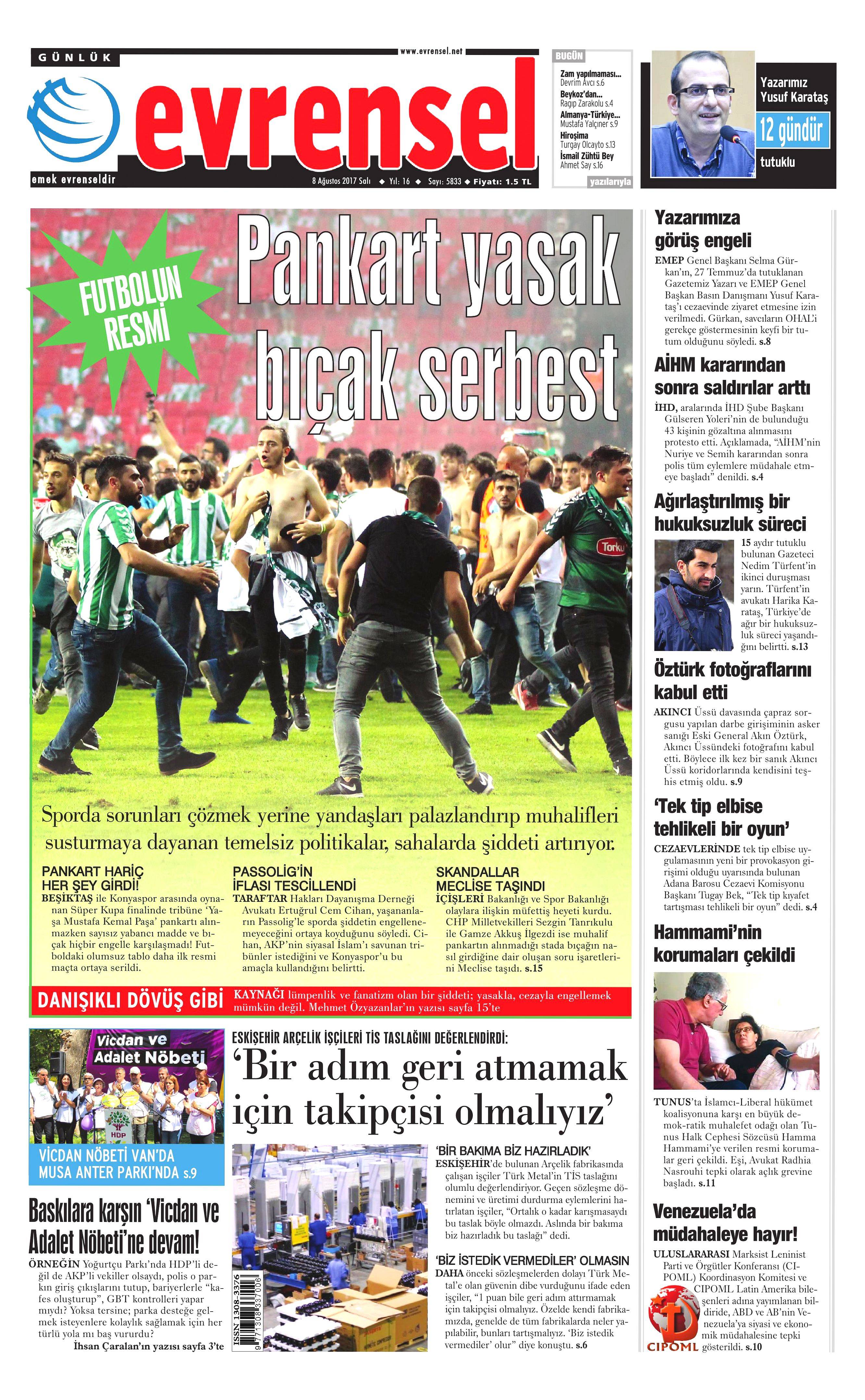 8 Ağustos 2017 gazete manşetleri - 0