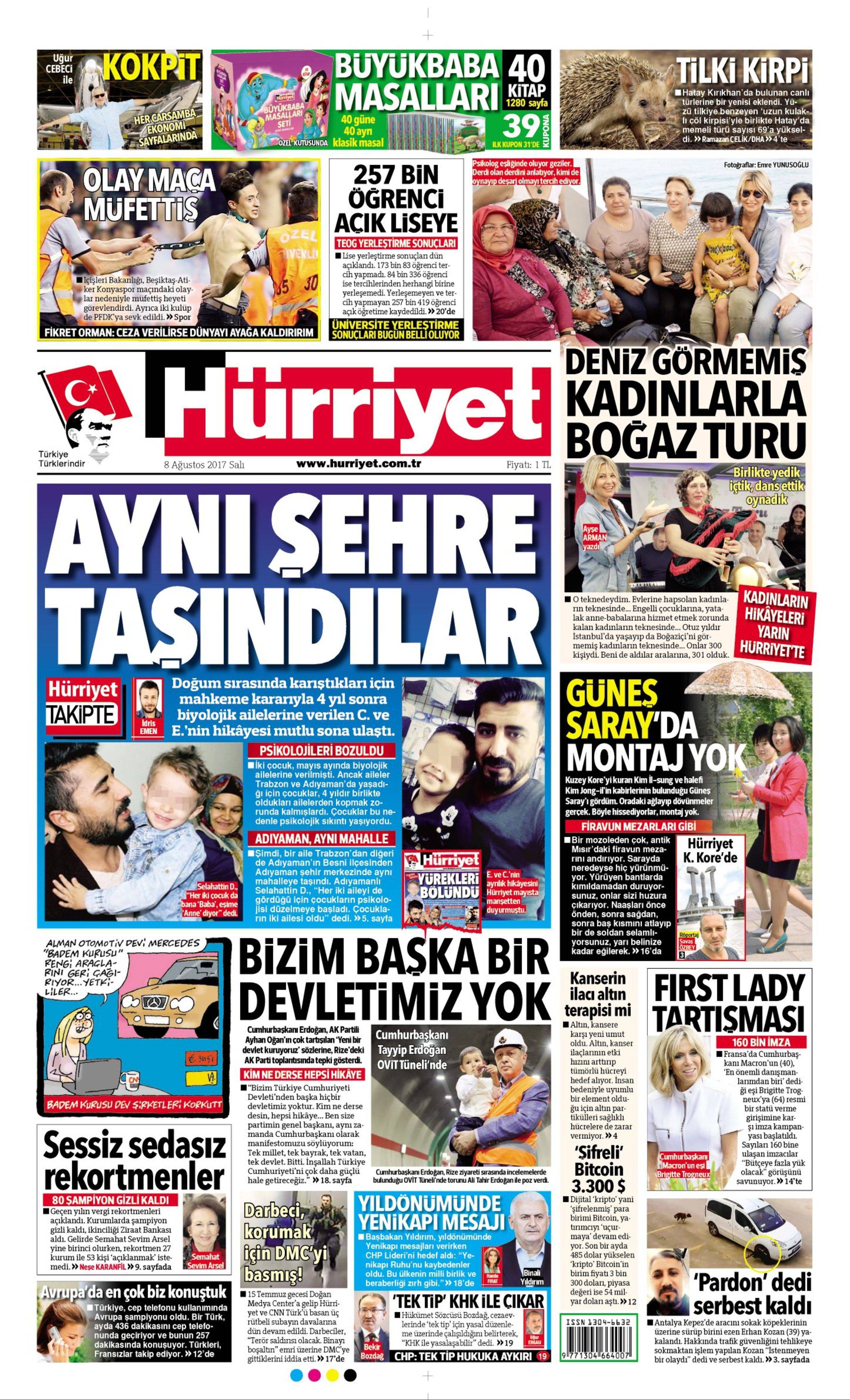 8 Ağustos 2017 gazete manşetleri - 0