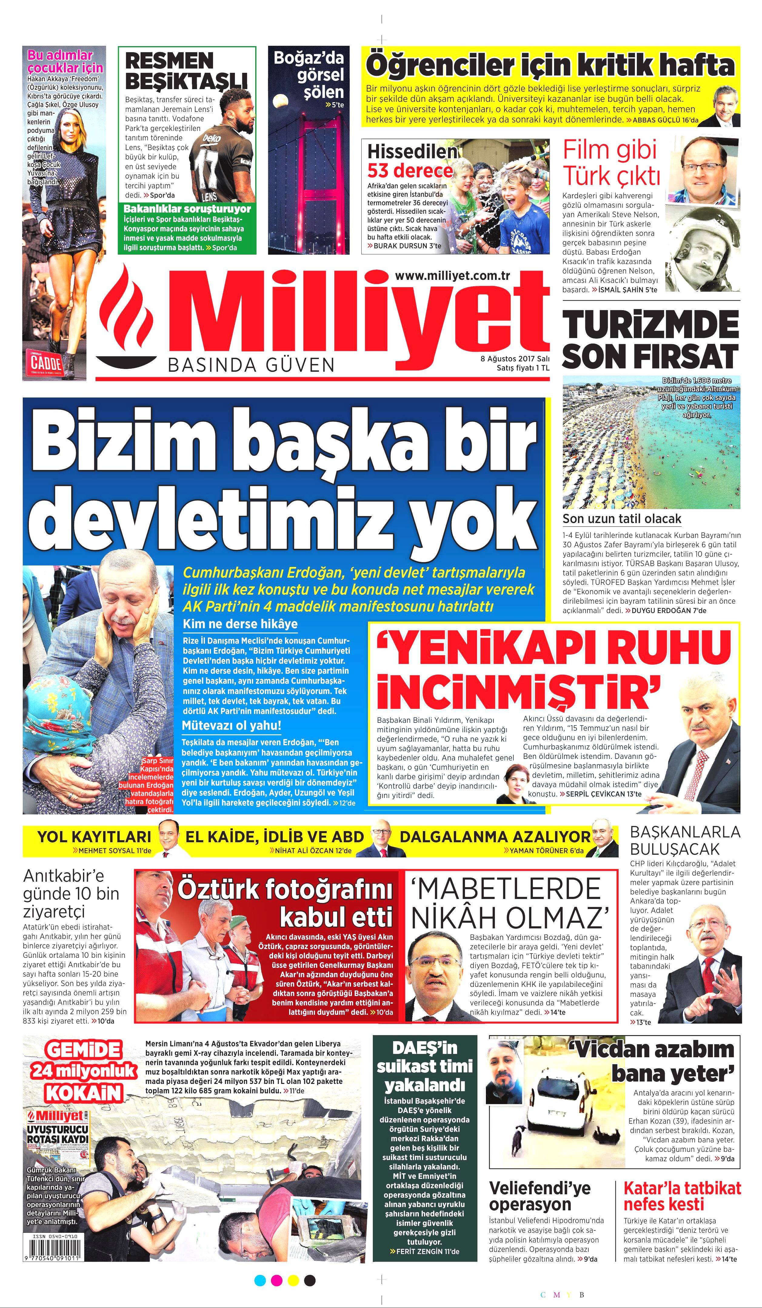 8 Ağustos 2017 gazete manşetleri - 0