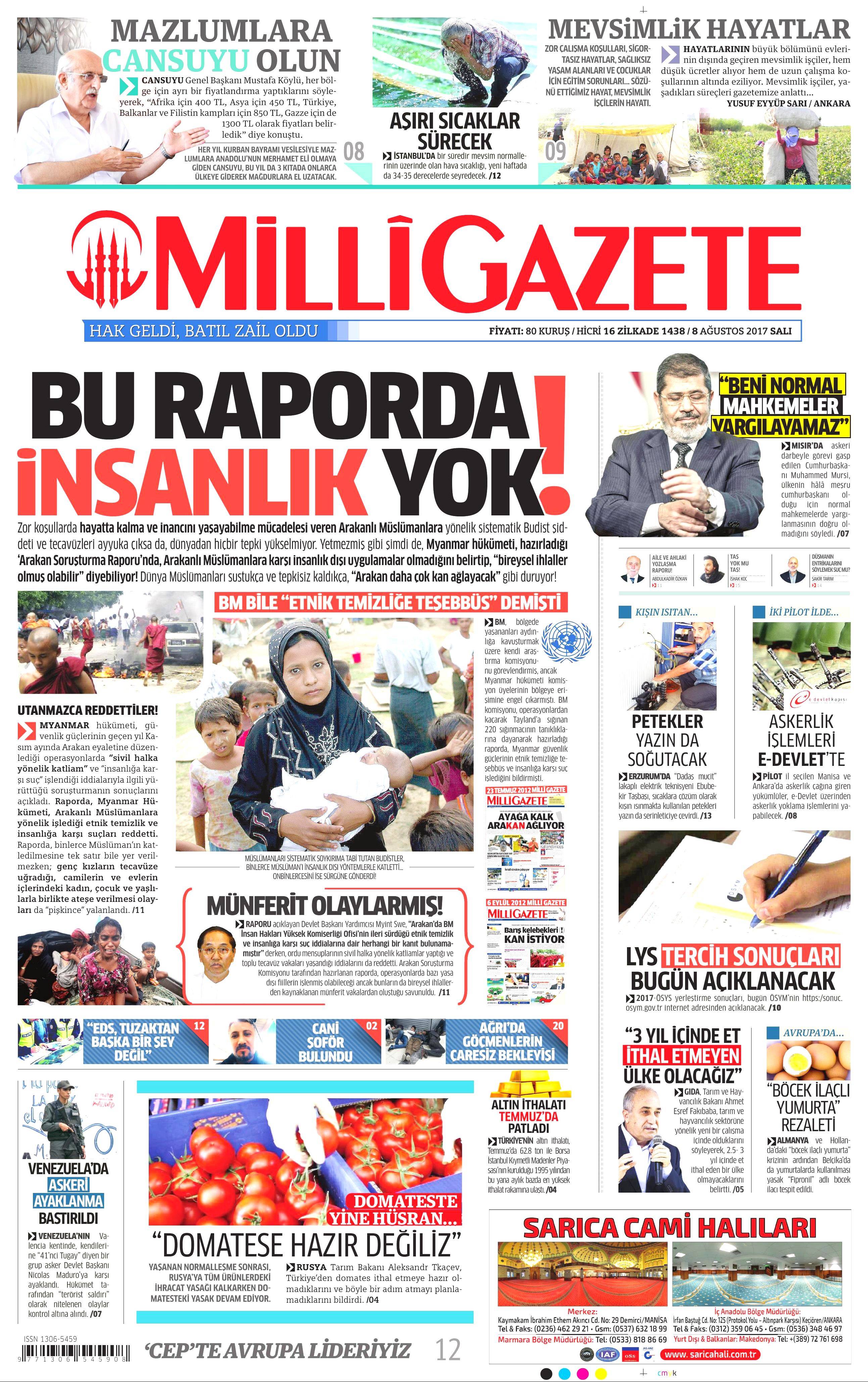 8 Ağustos 2017 gazete manşetleri - 0