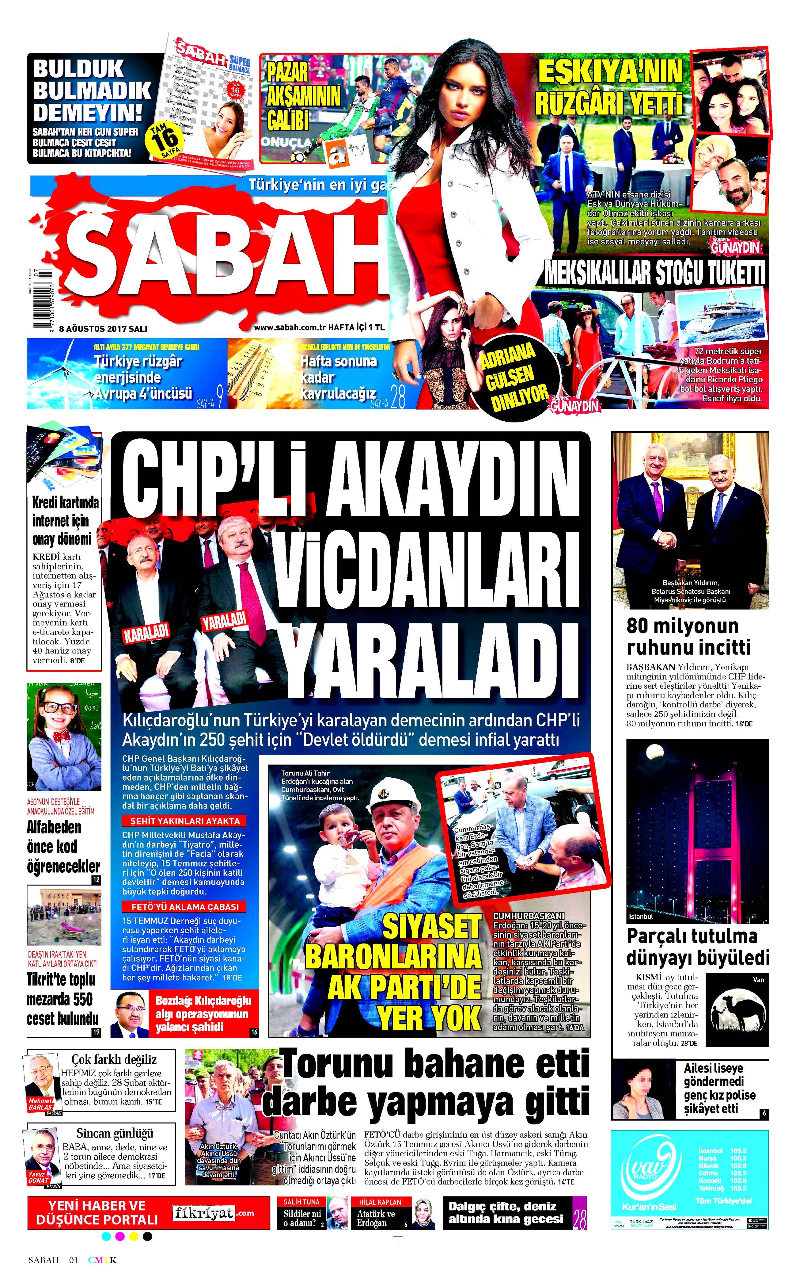 8 Ağustos 2017 gazete manşetleri - 0