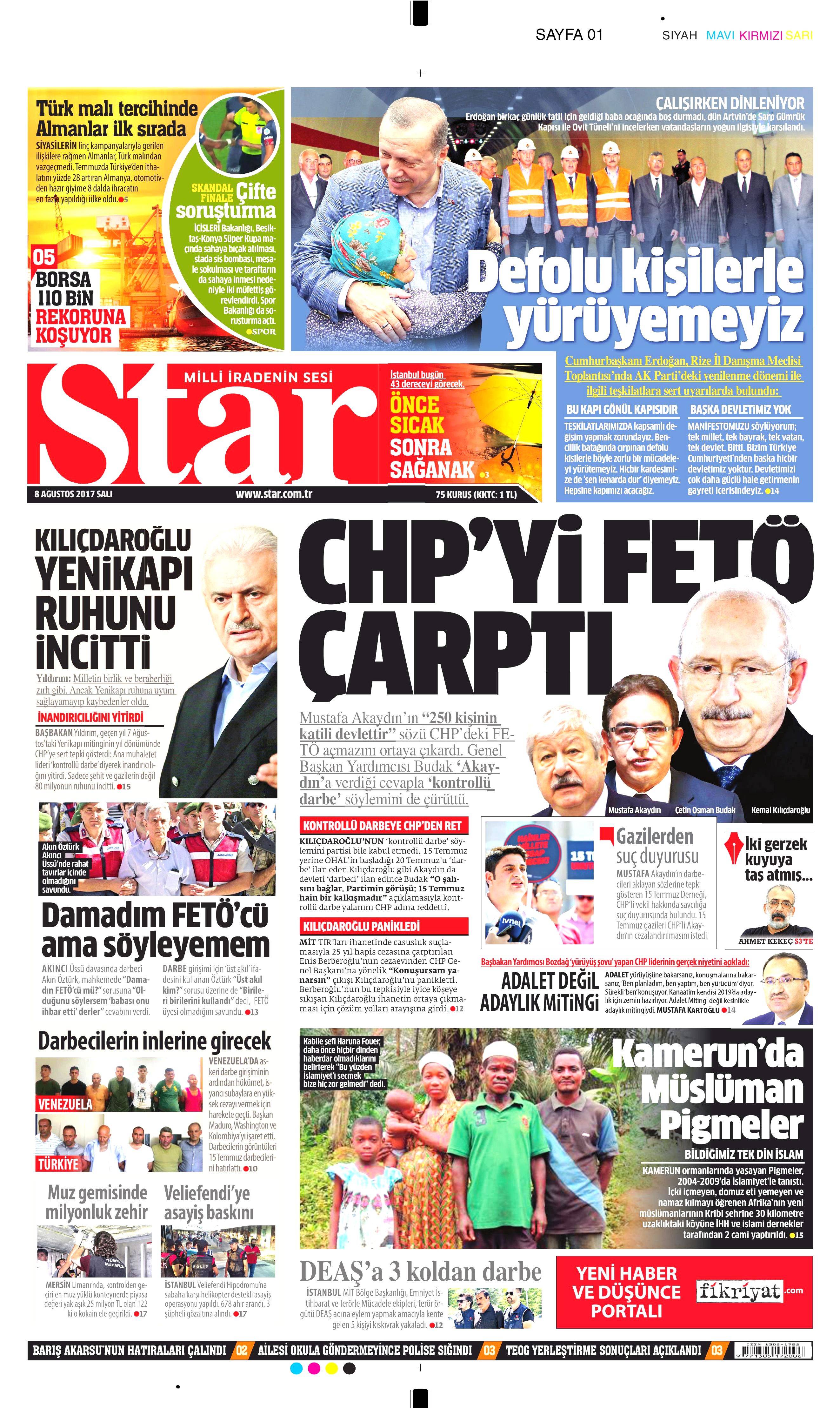 8 Ağustos 2017 gazete manşetleri - 0