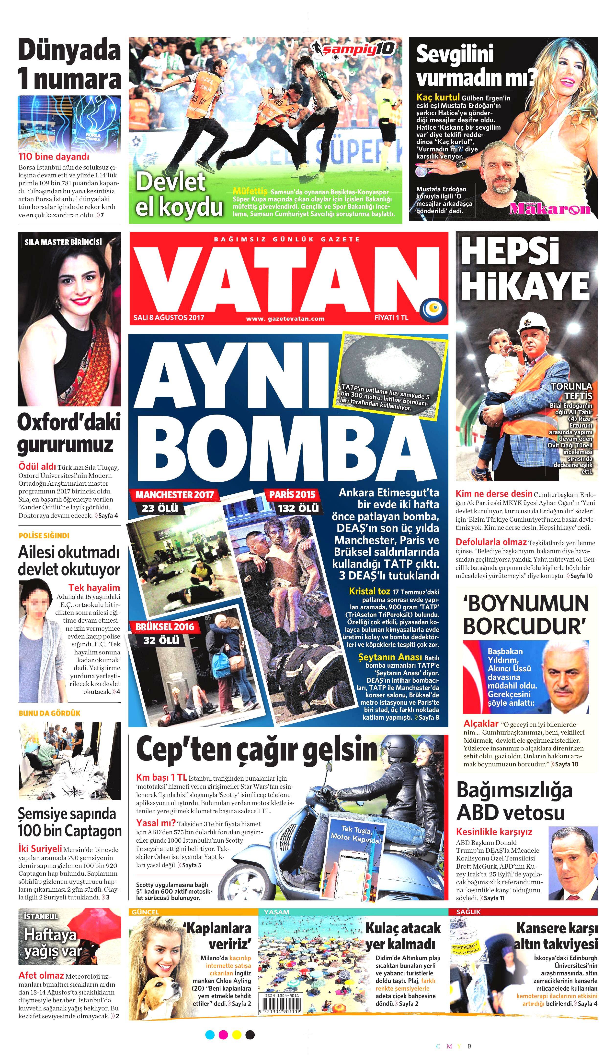 8 Ağustos 2017 gazete manşetleri - 0