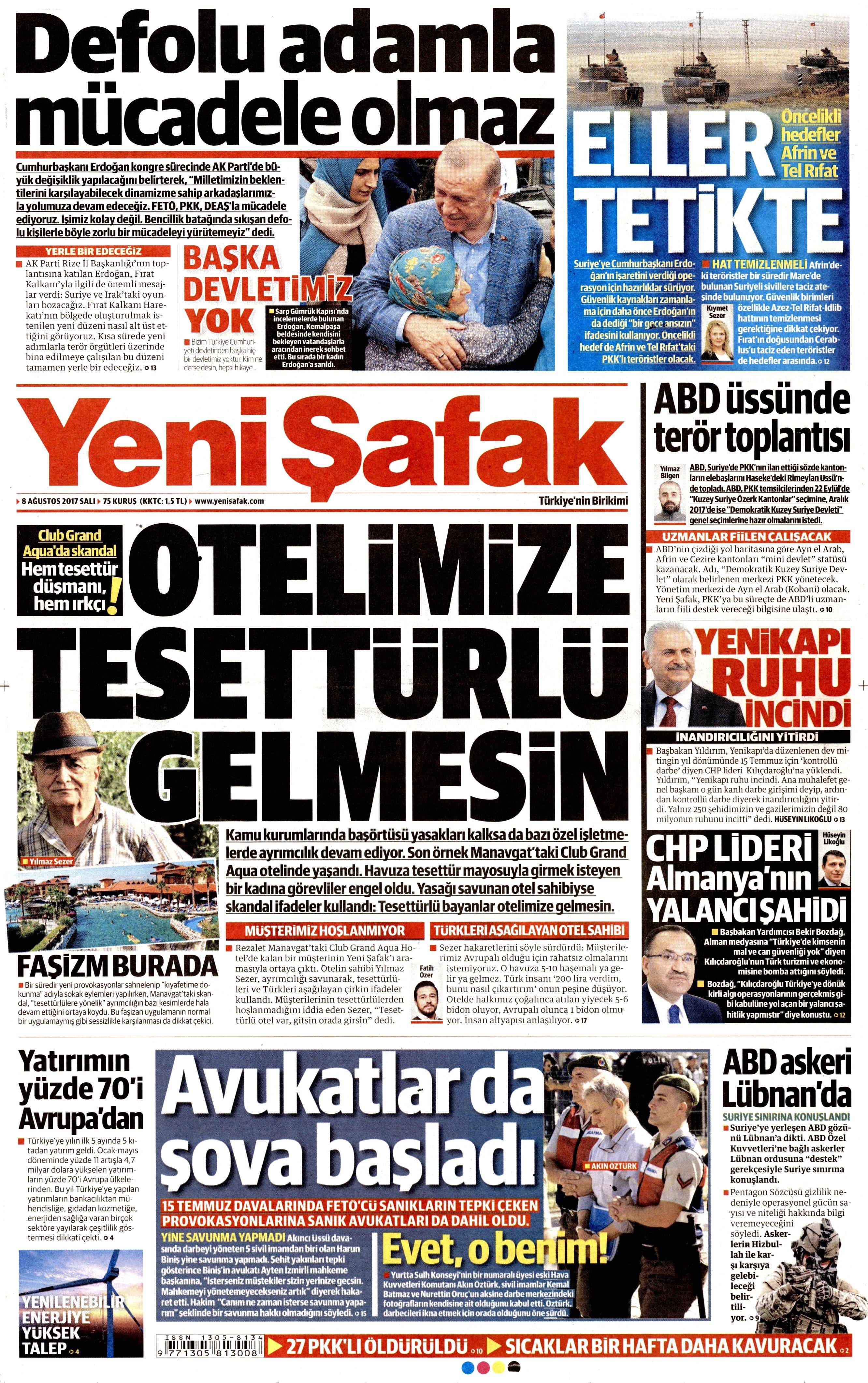 8 Ağustos 2017 gazete manşetleri - 0