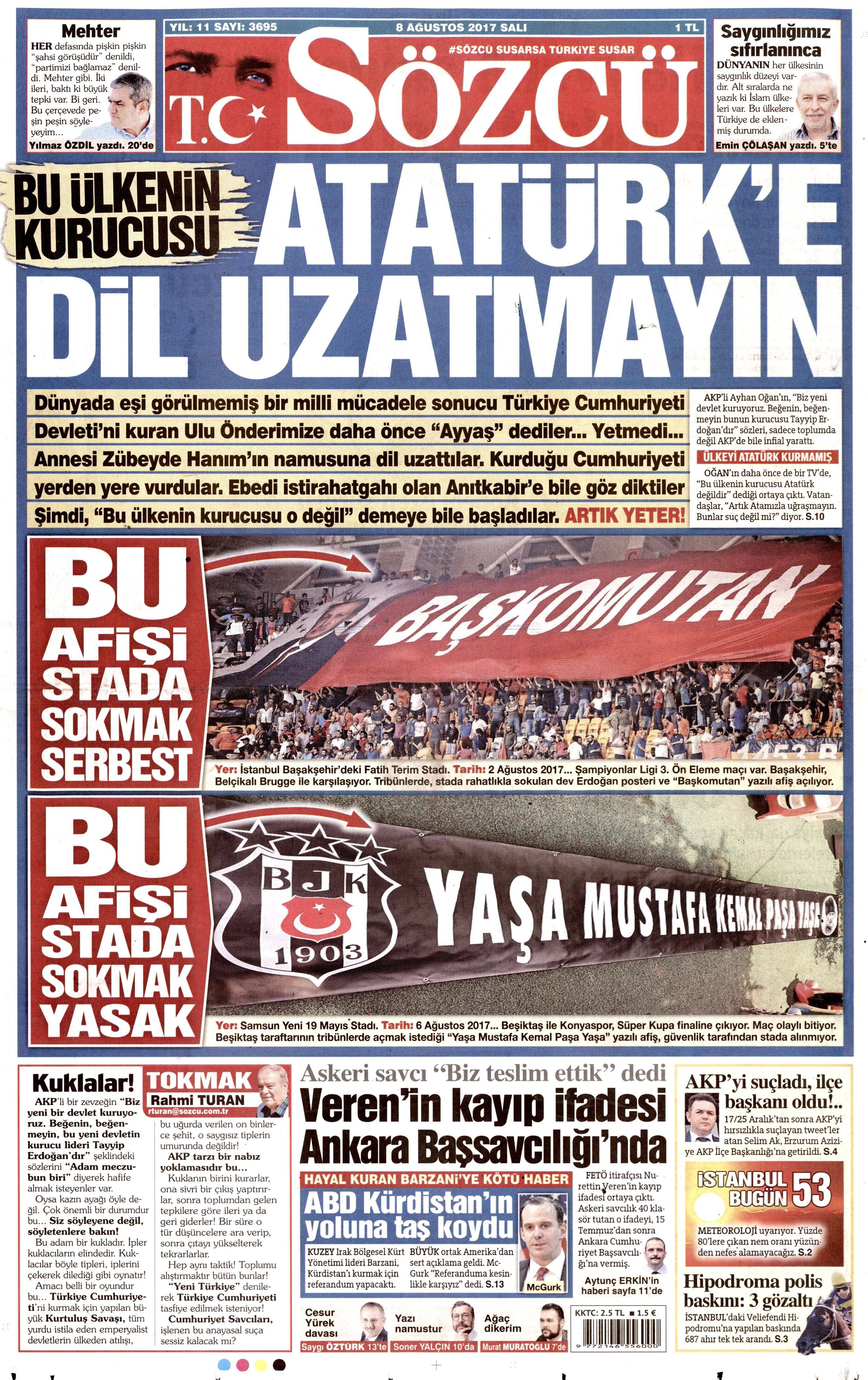 8 Ağustos 2017 gazete manşetleri - 0