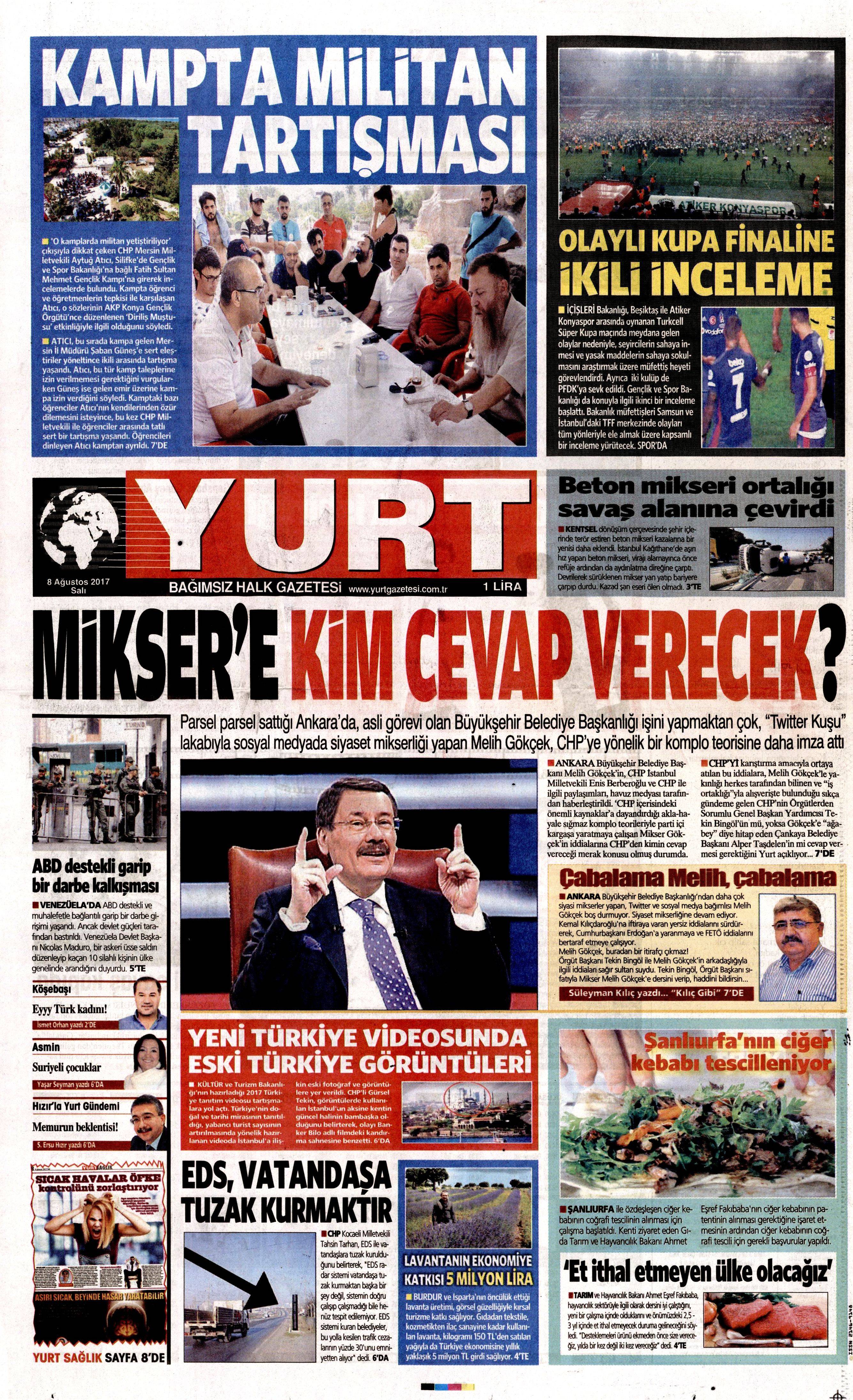 8 Ağustos 2017 gazete manşetleri - 0