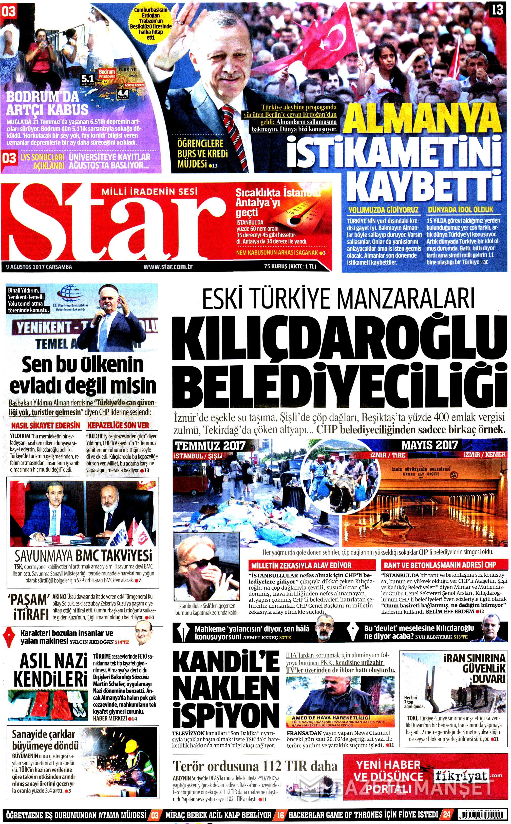 9 Ağustos 2017 gazete manşetleri - 20