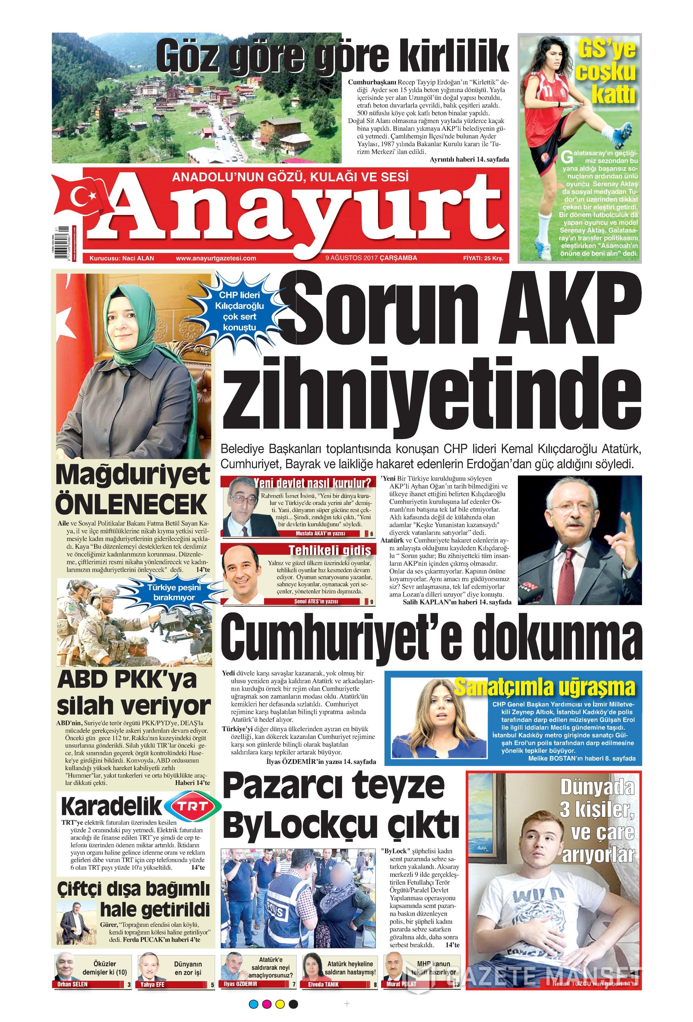 9 Ağustos 2017 gazete manşetleri - 3