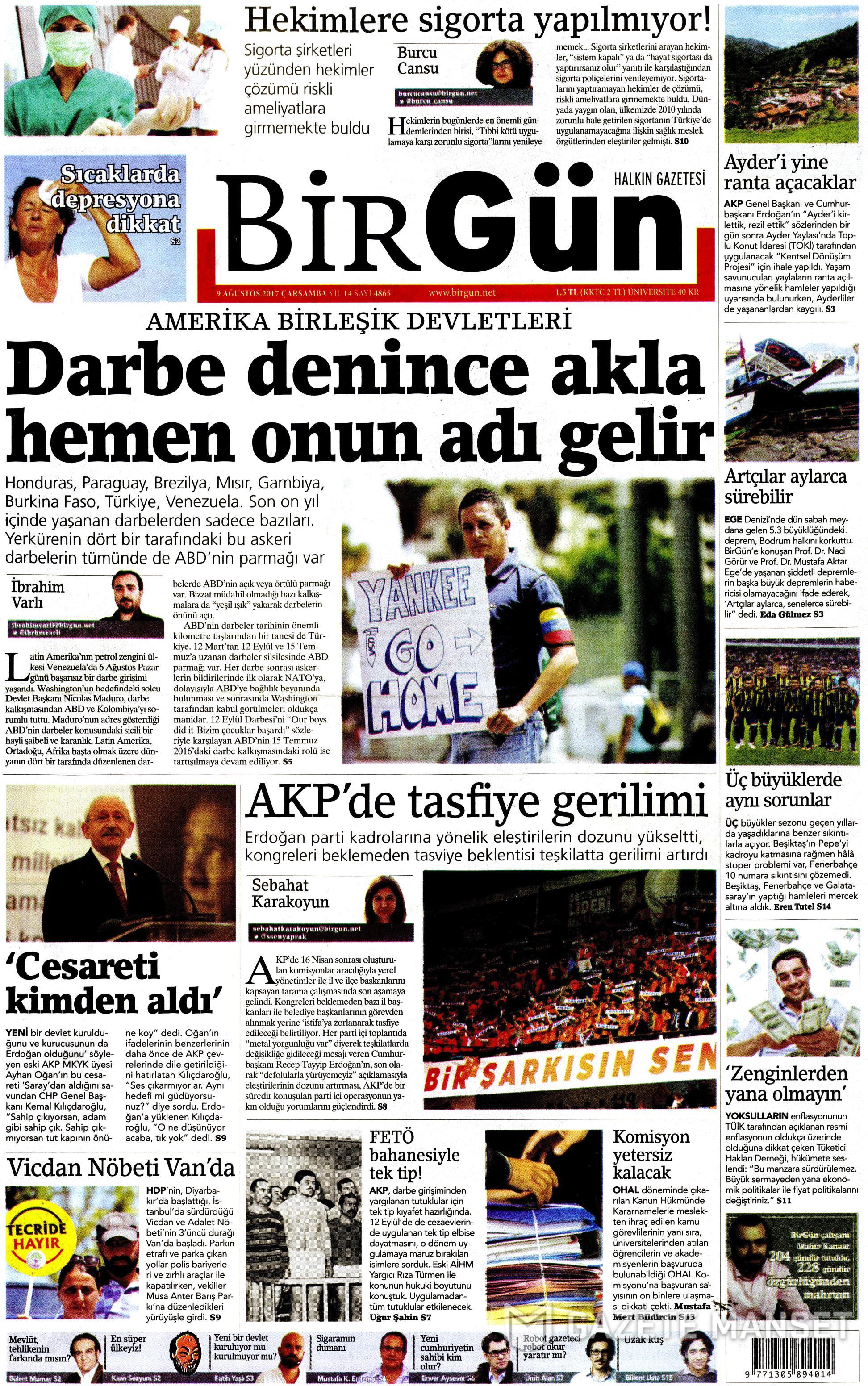 9 Ağustos 2017 gazete manşetleri - 34