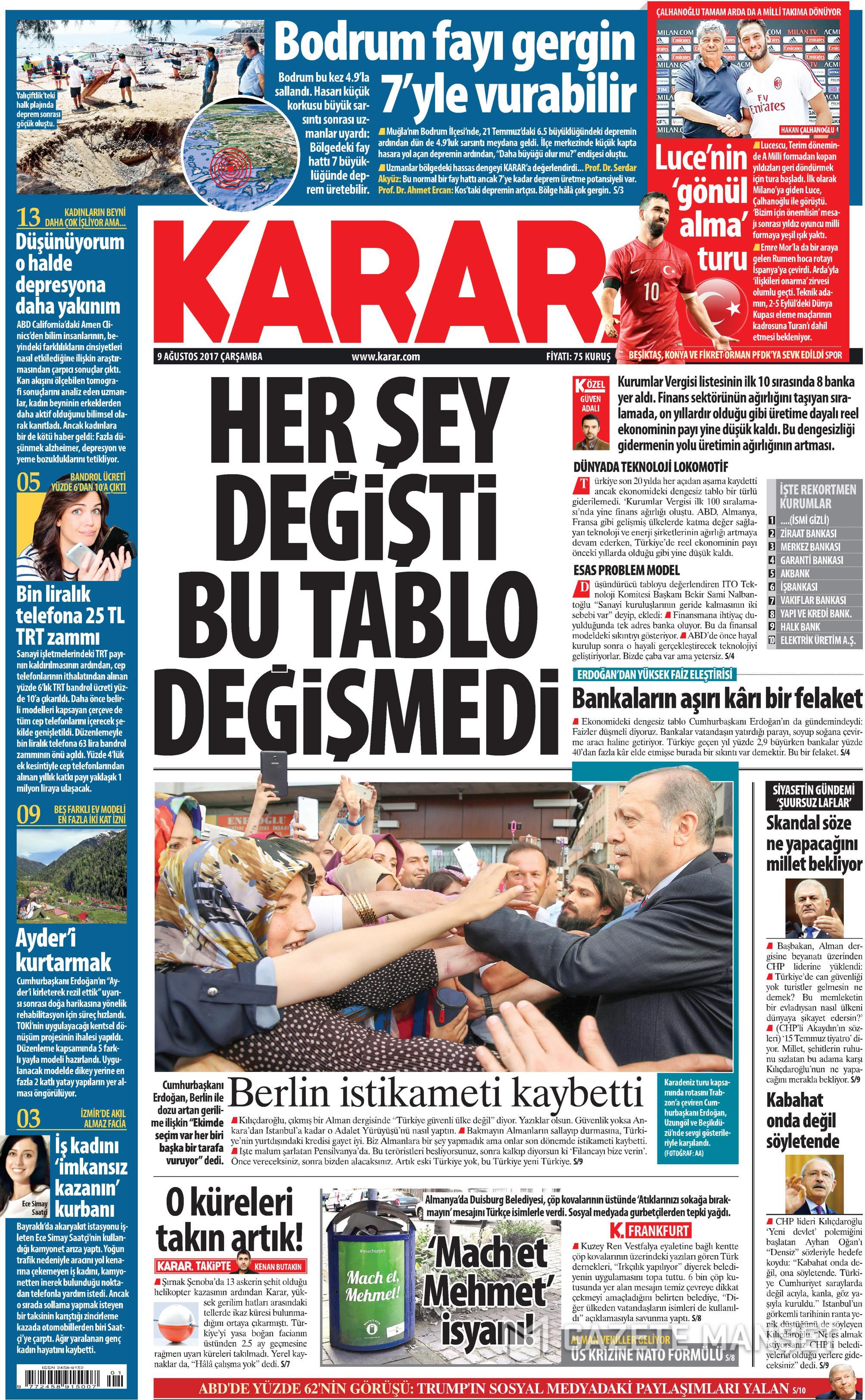 9 Ağustos 2017 gazete manşetleri - 12