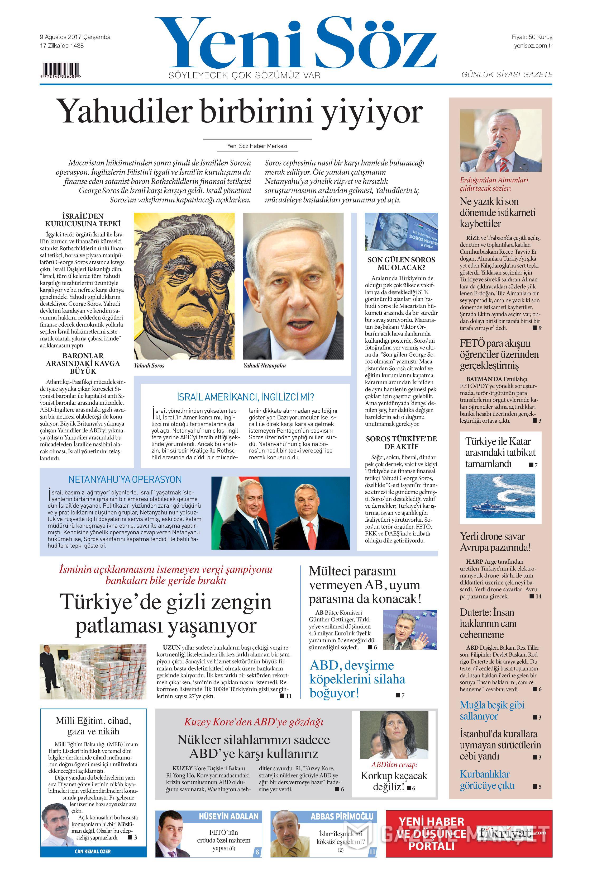 9 Ağustos 2017 gazete manşetleri - 28