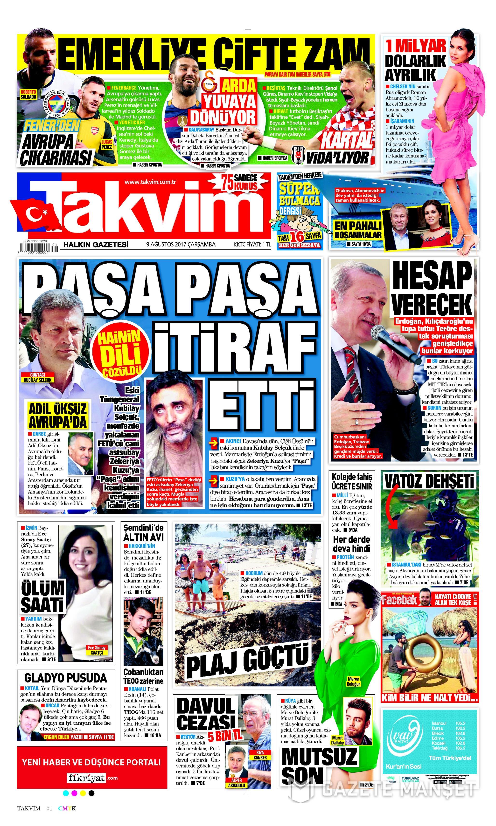 9 Ağustos 2017 gazete manşetleri - 22