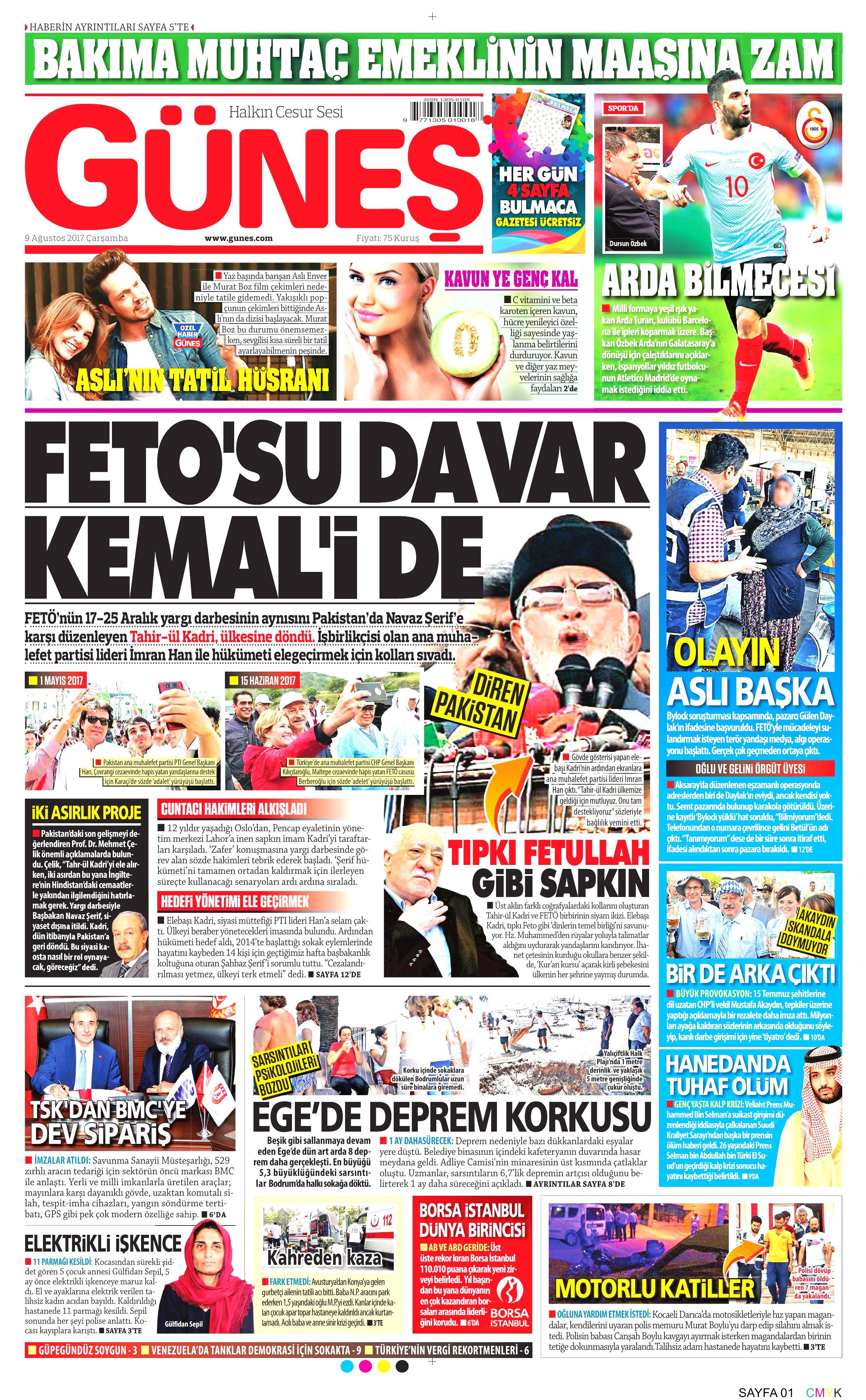 9 Ağustos 2017 gazete manşetleri - 8