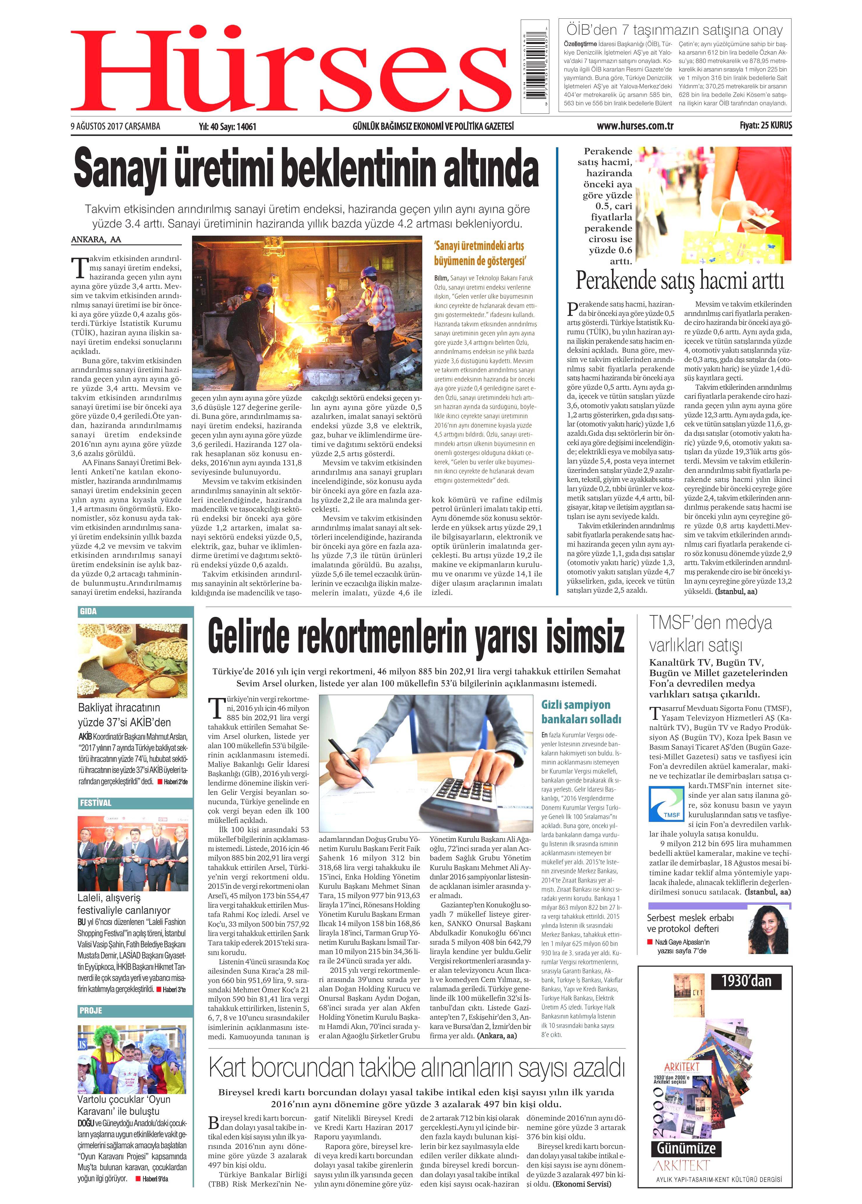9 Ağustos 2017 gazete manşetleri - 11