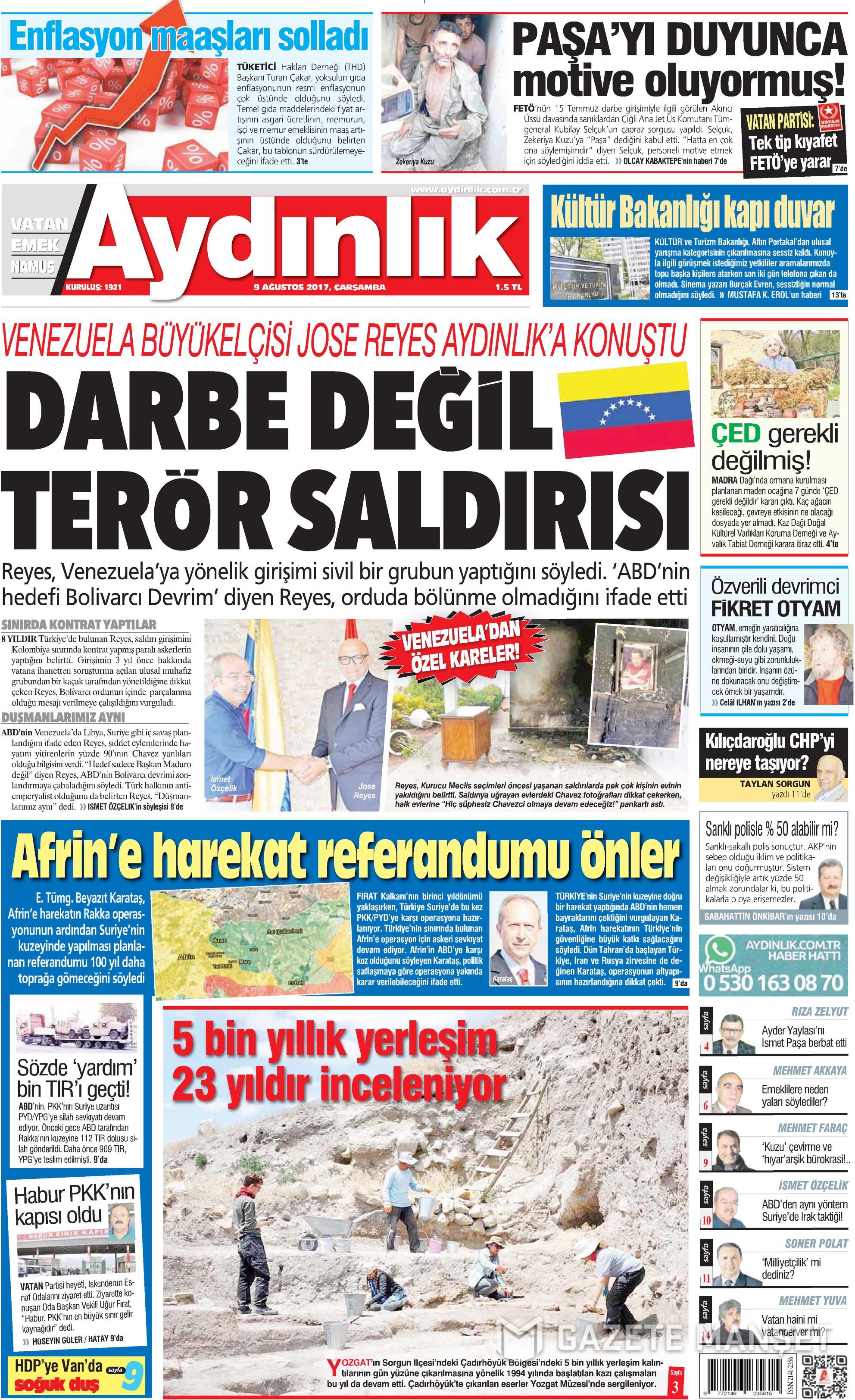 9 Ağustos 2017 gazete manşetleri - 33