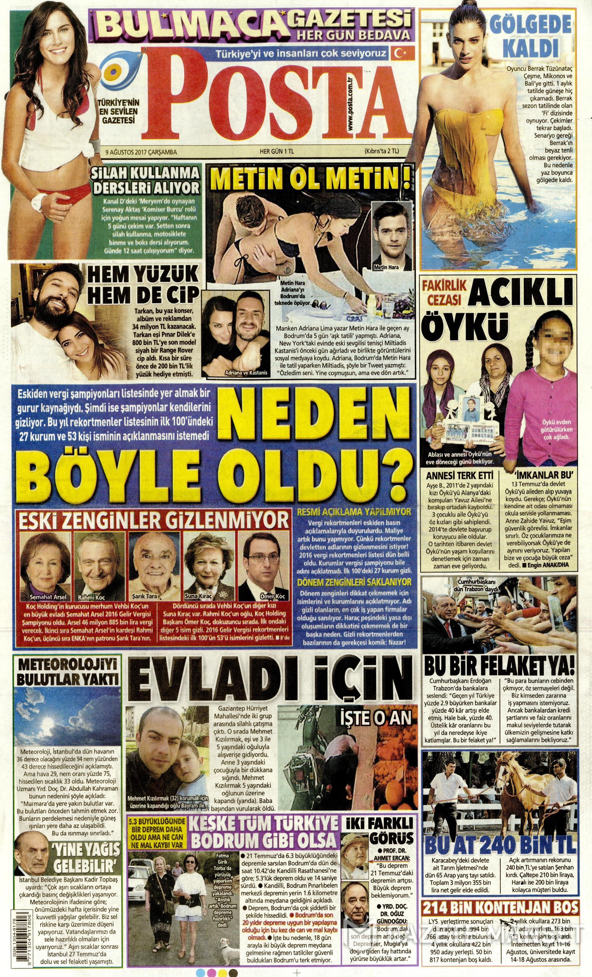 9 Ağustos 2017 gazete manşetleri - 18