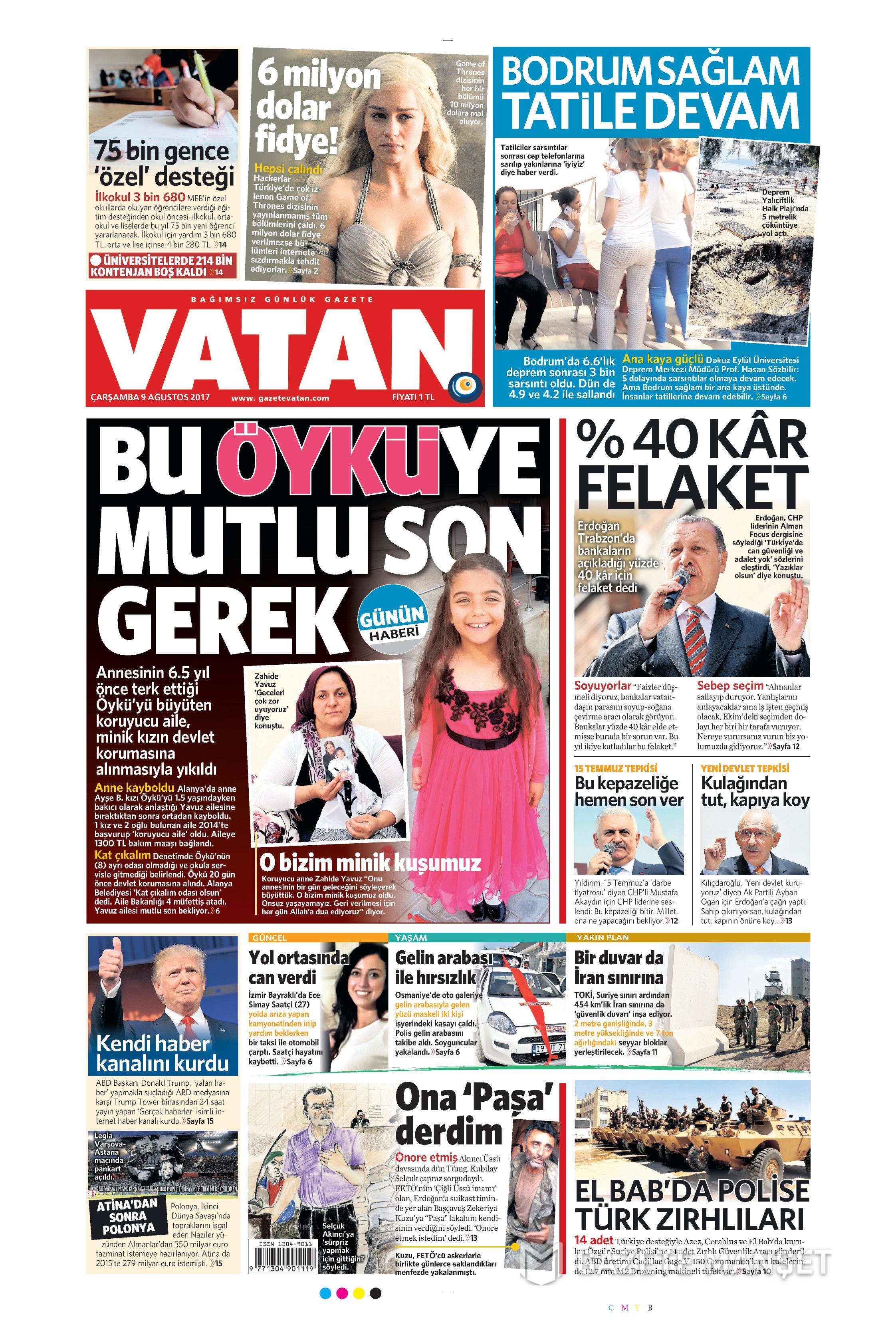 9 Ağustos 2017 gazete manşetleri - 24