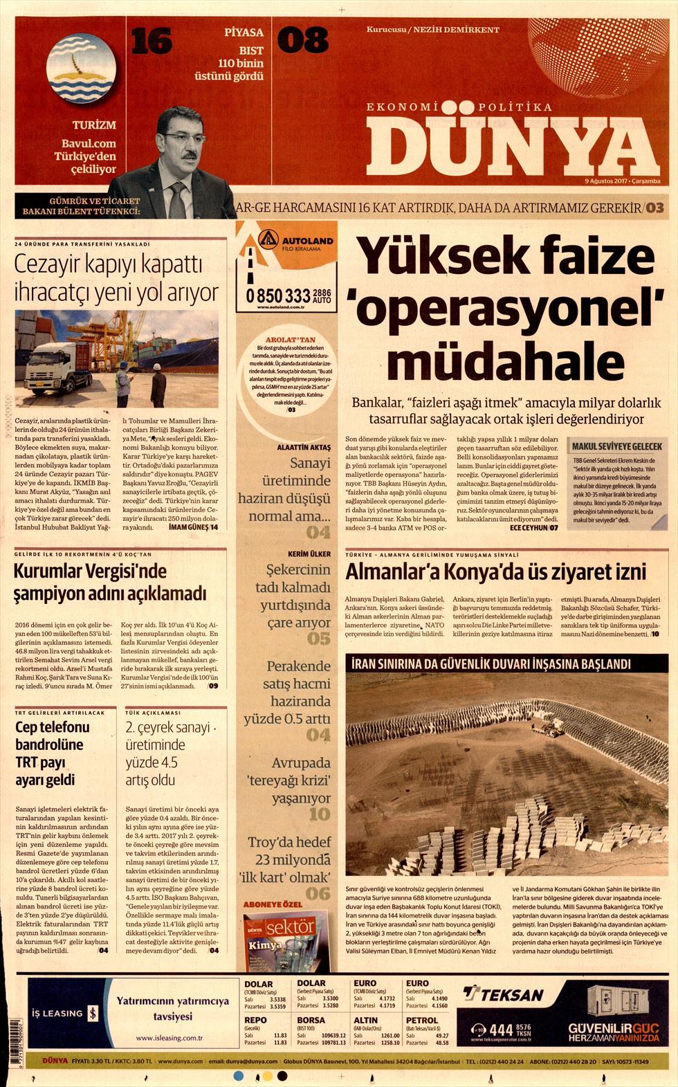 9 Ağustos 2017 gazete manşetleri - 6