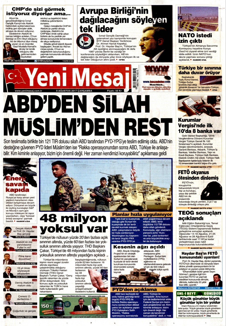 9 Ağustos 2017 gazete manşetleri - 25