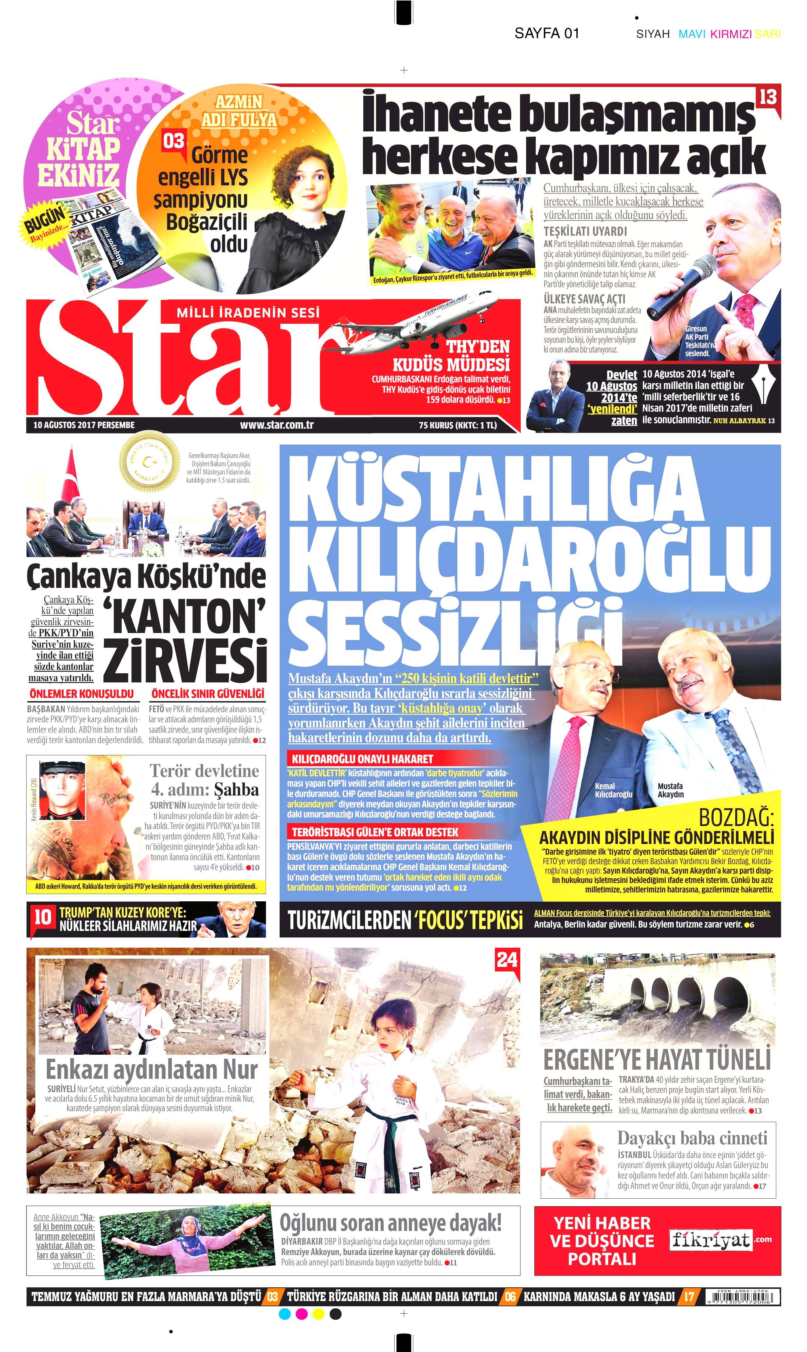 10 Ağustos 2017 gazete manşetleri - 27