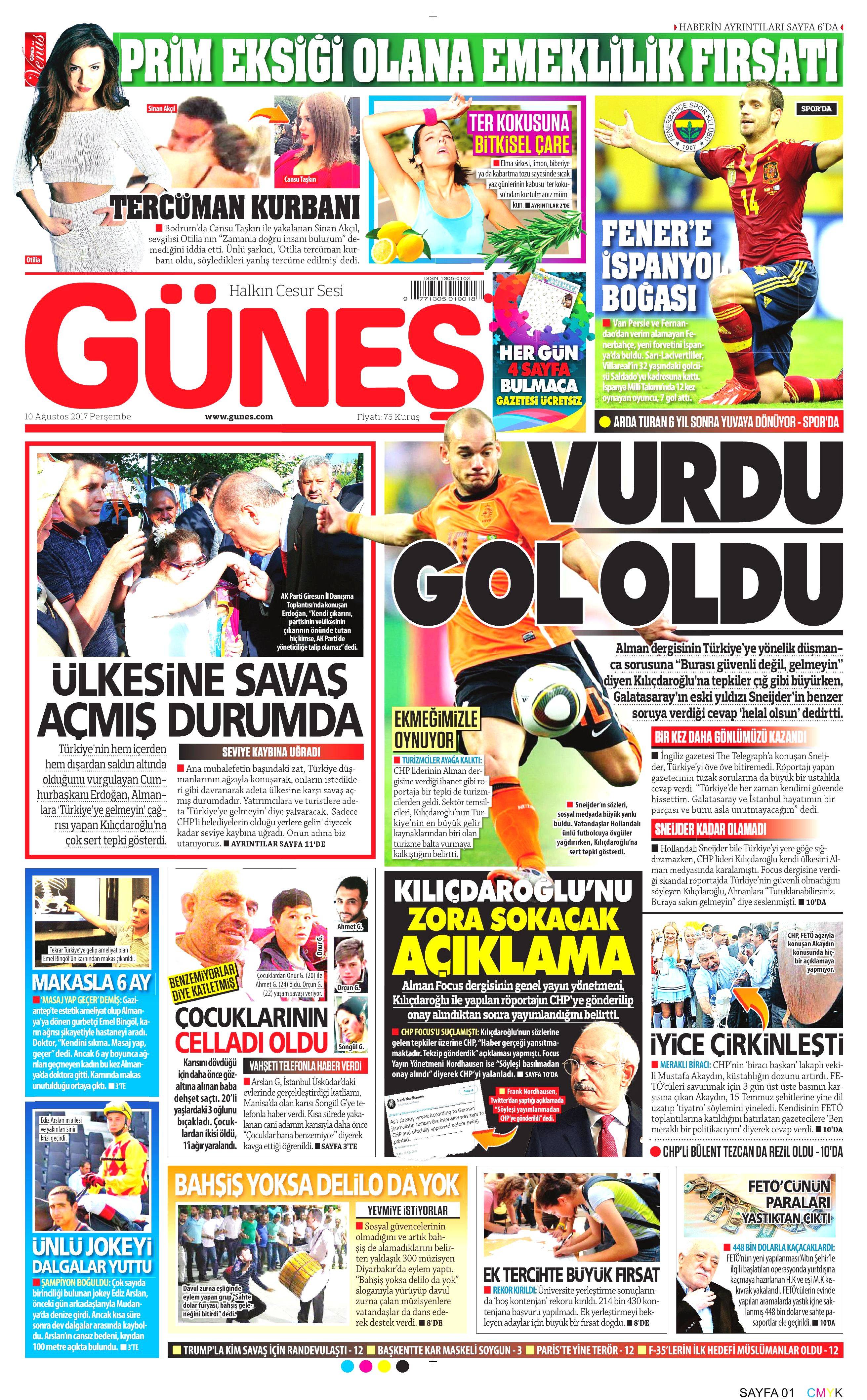 10 Ağustos 2017 gazete manşetleri - 7