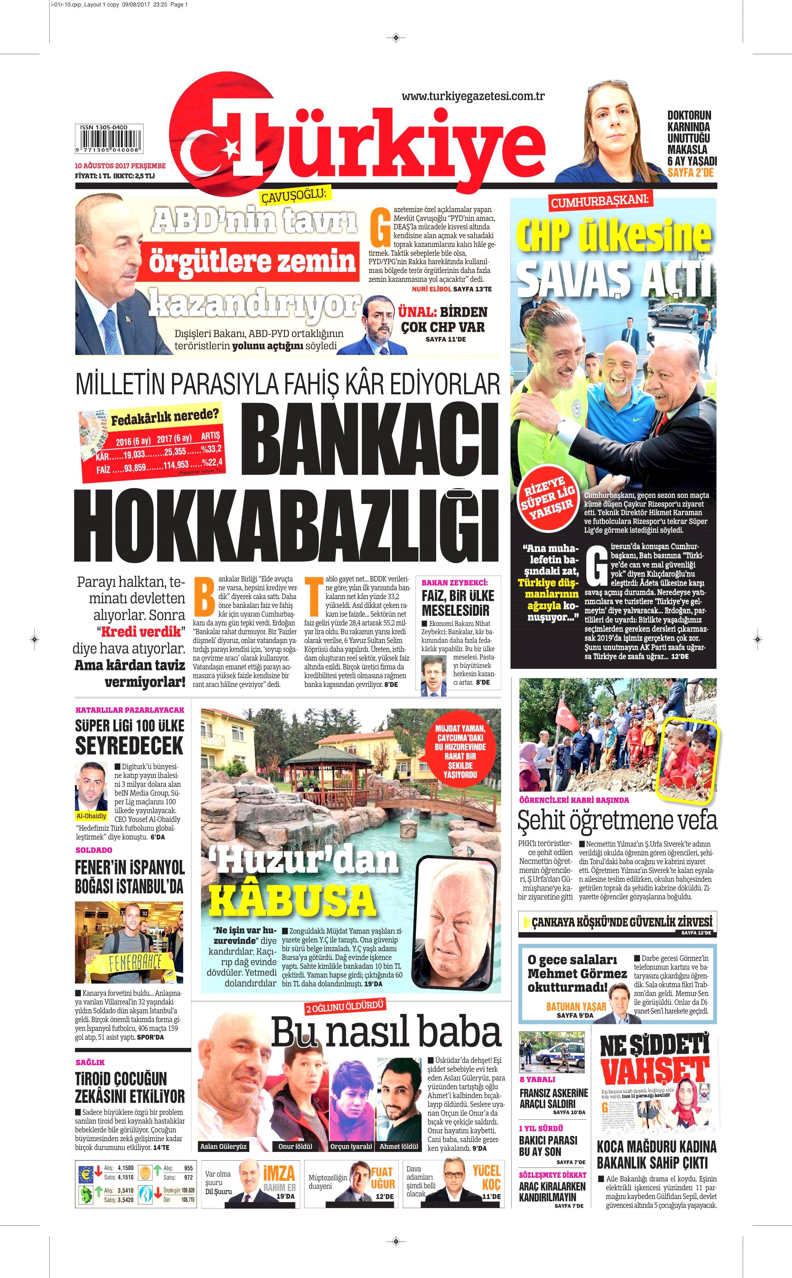 10 Ağustos 2017 gazete manşetleri - 18