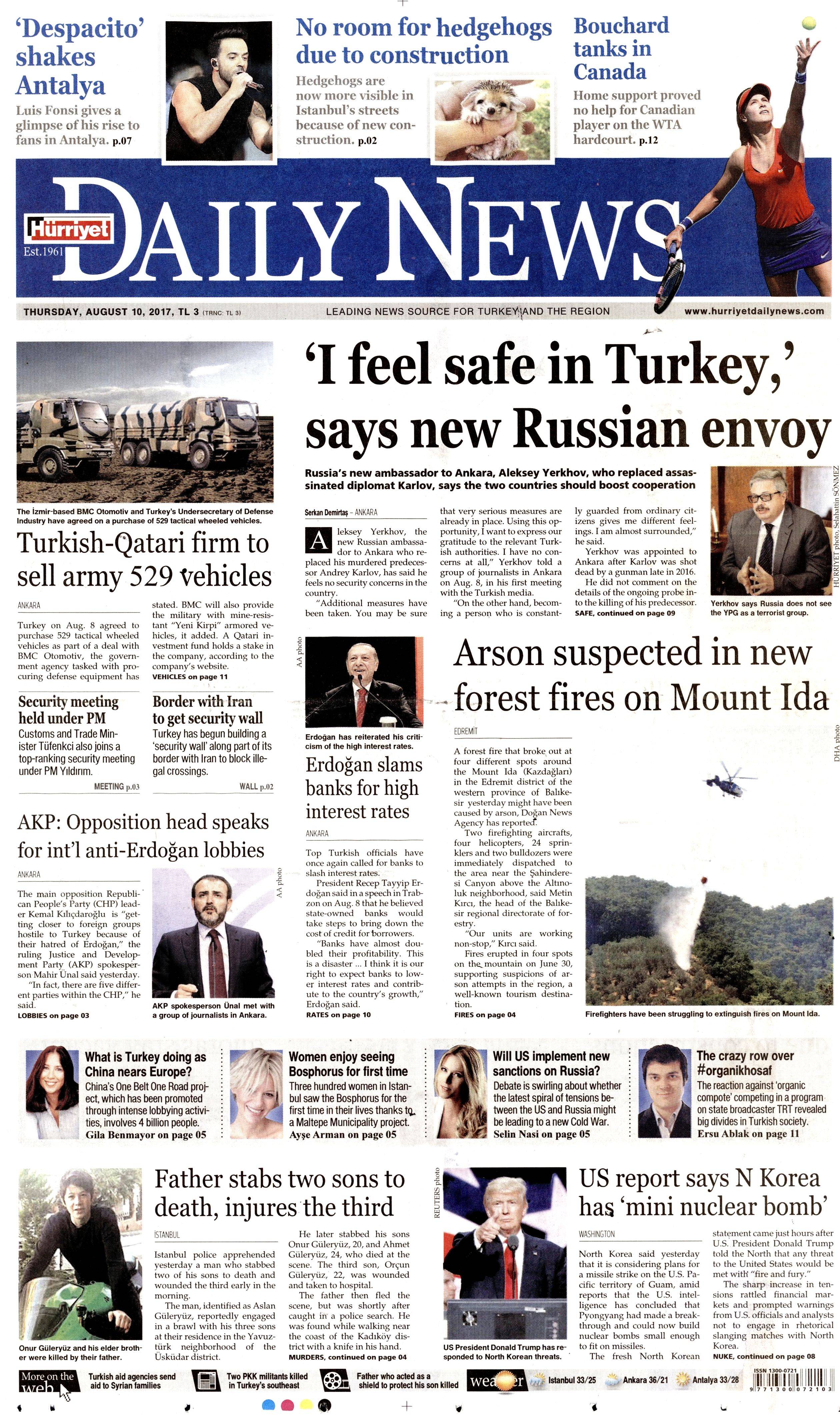 10 Ağustos 2017 gazete manşetleri - 3