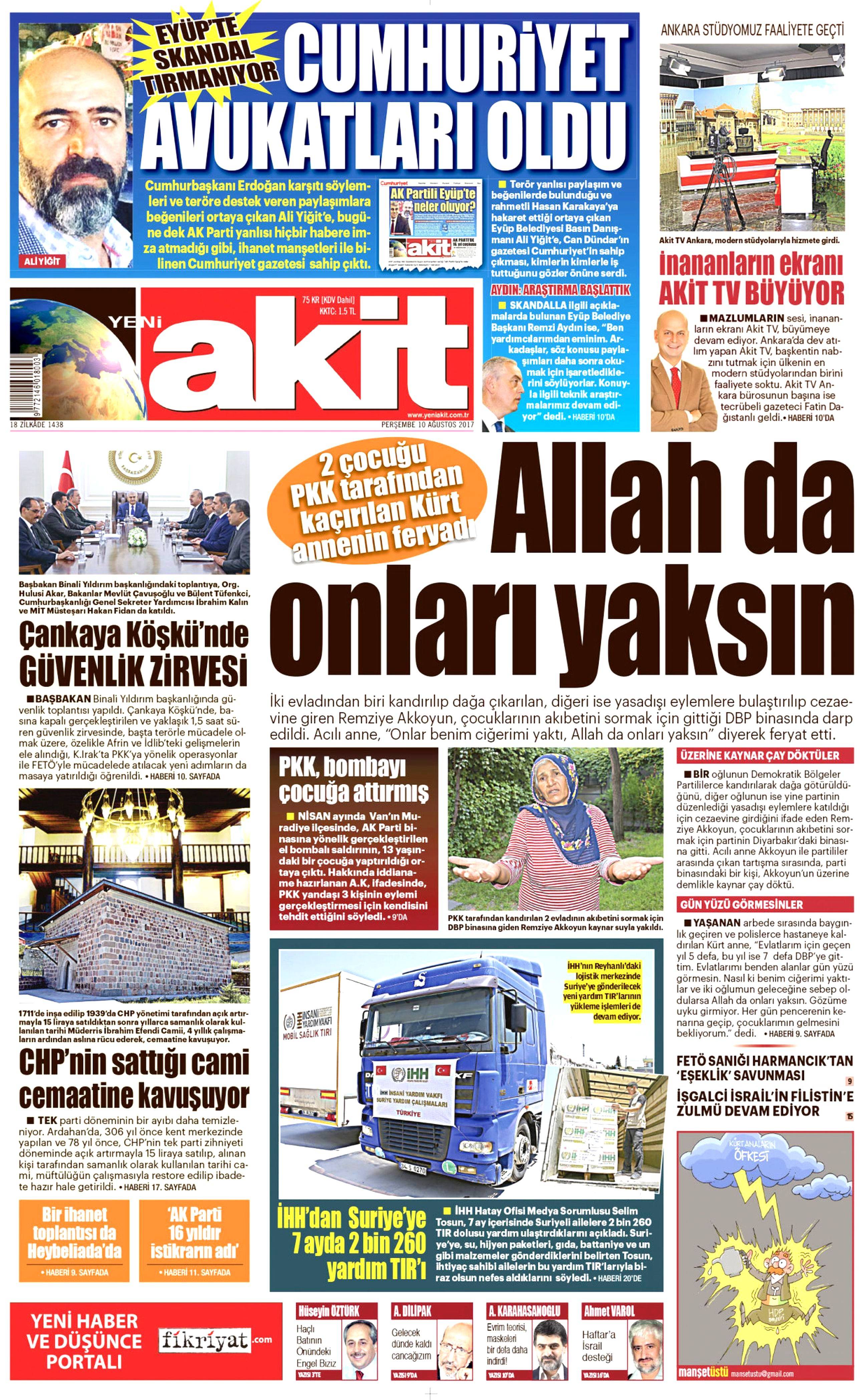 10 Ağustos 2017 gazete manşetleri - 2