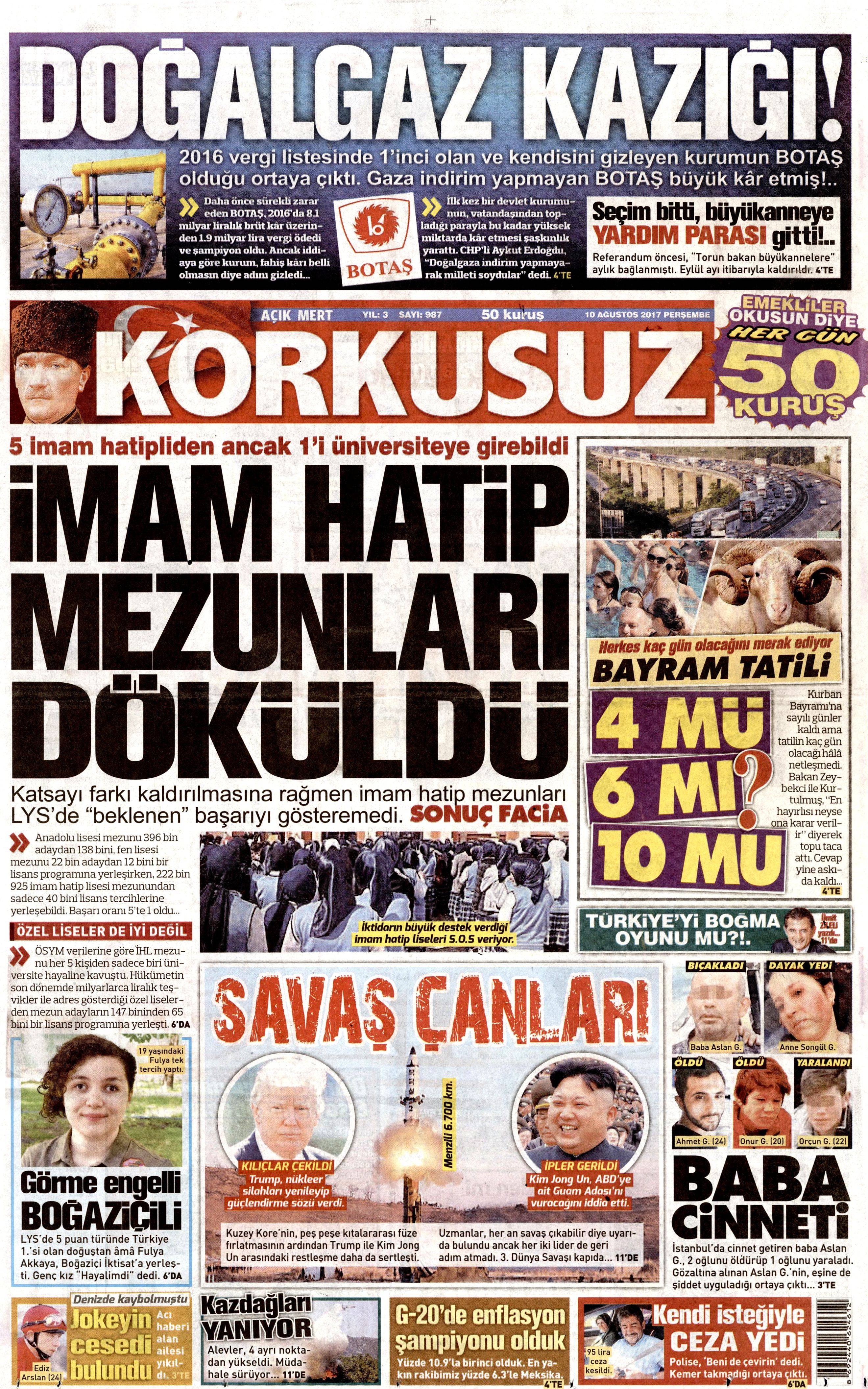 10 Ağustos 2017 gazete manşetleri - 26