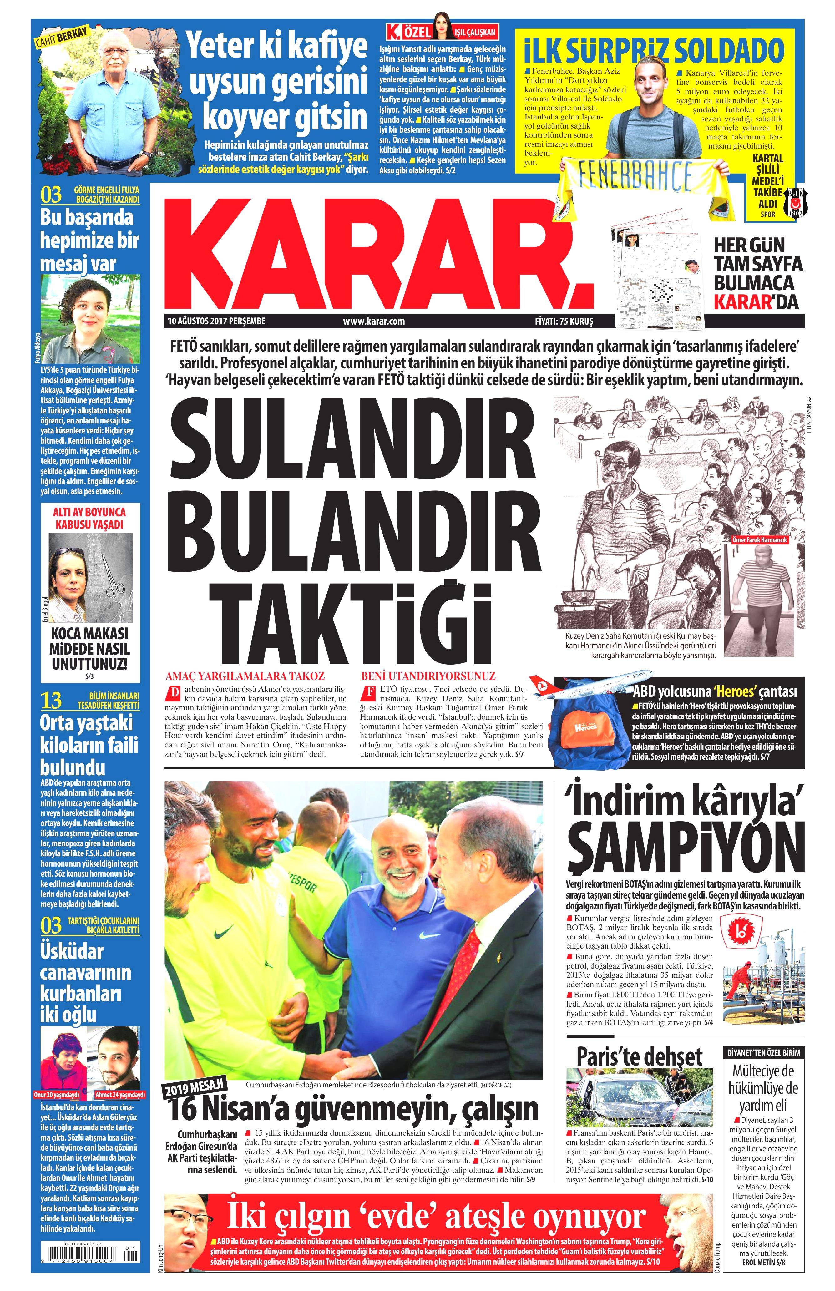 10 Ağustos 2017 gazete manşetleri - 30