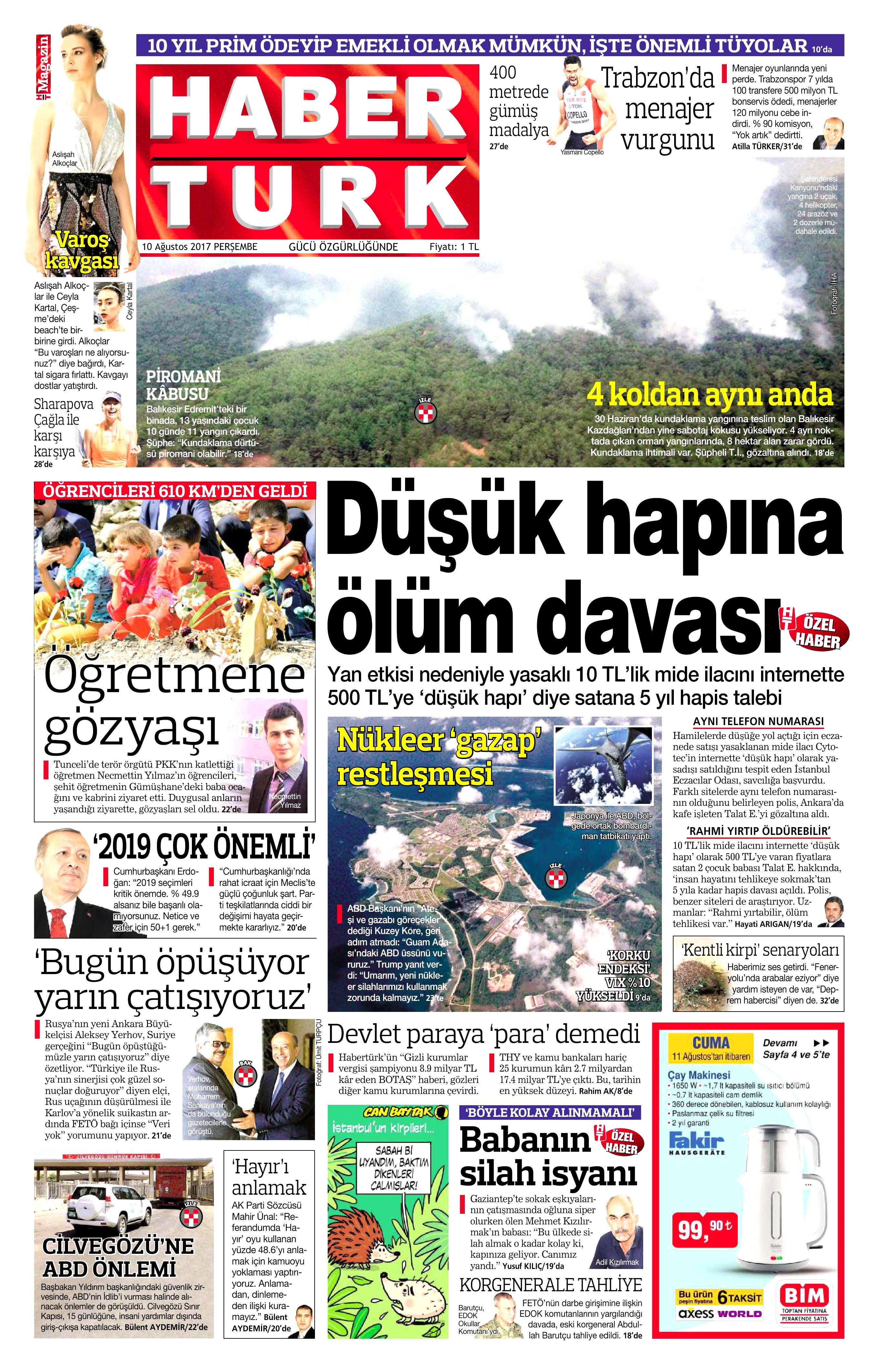 10 Ağustos 2017 gazete manşetleri - 8