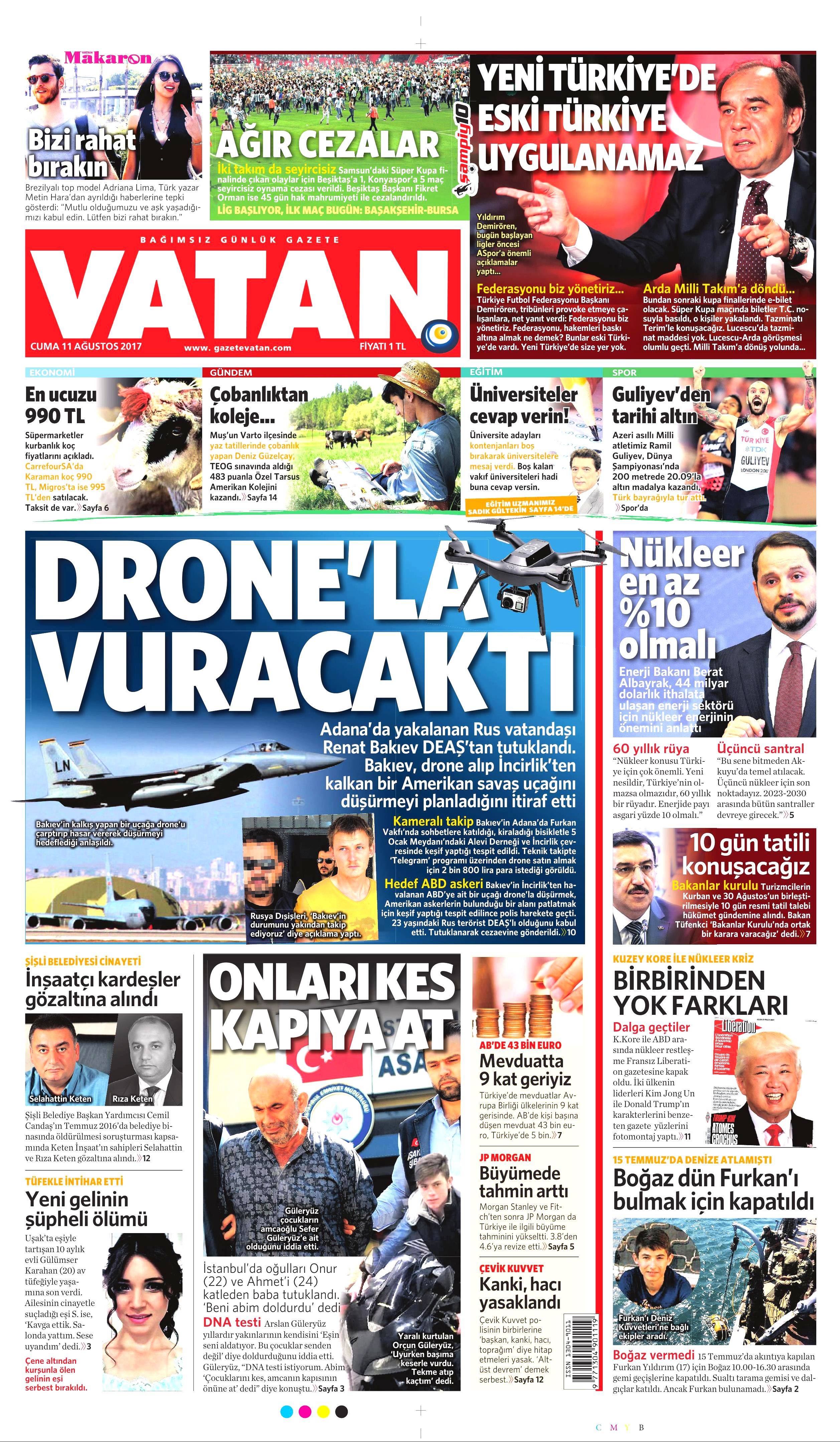 11 Ağustos 2017 gazete manşetleri - 19