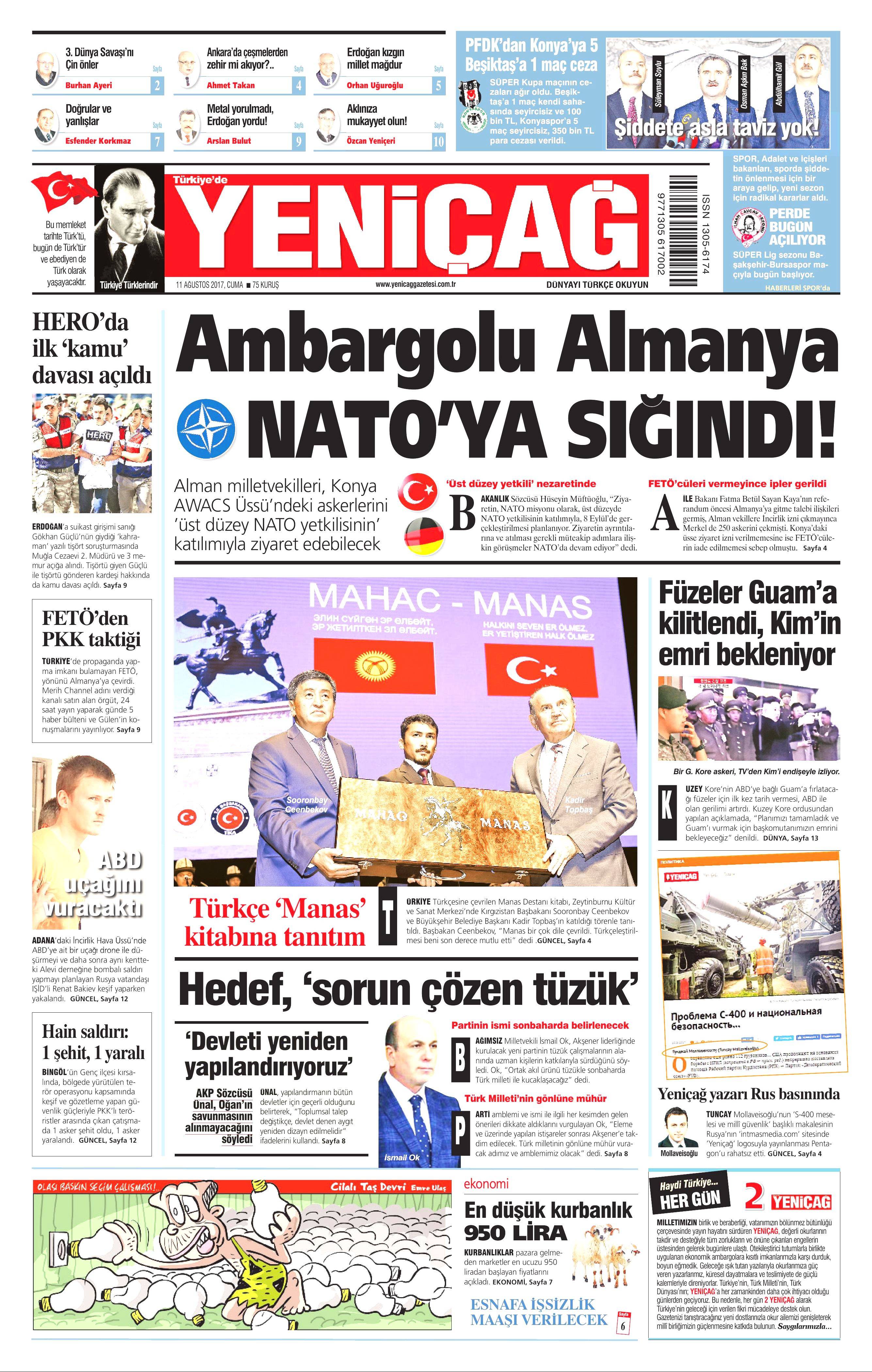 11 Ağustos 2017 gazete manşetleri - 22