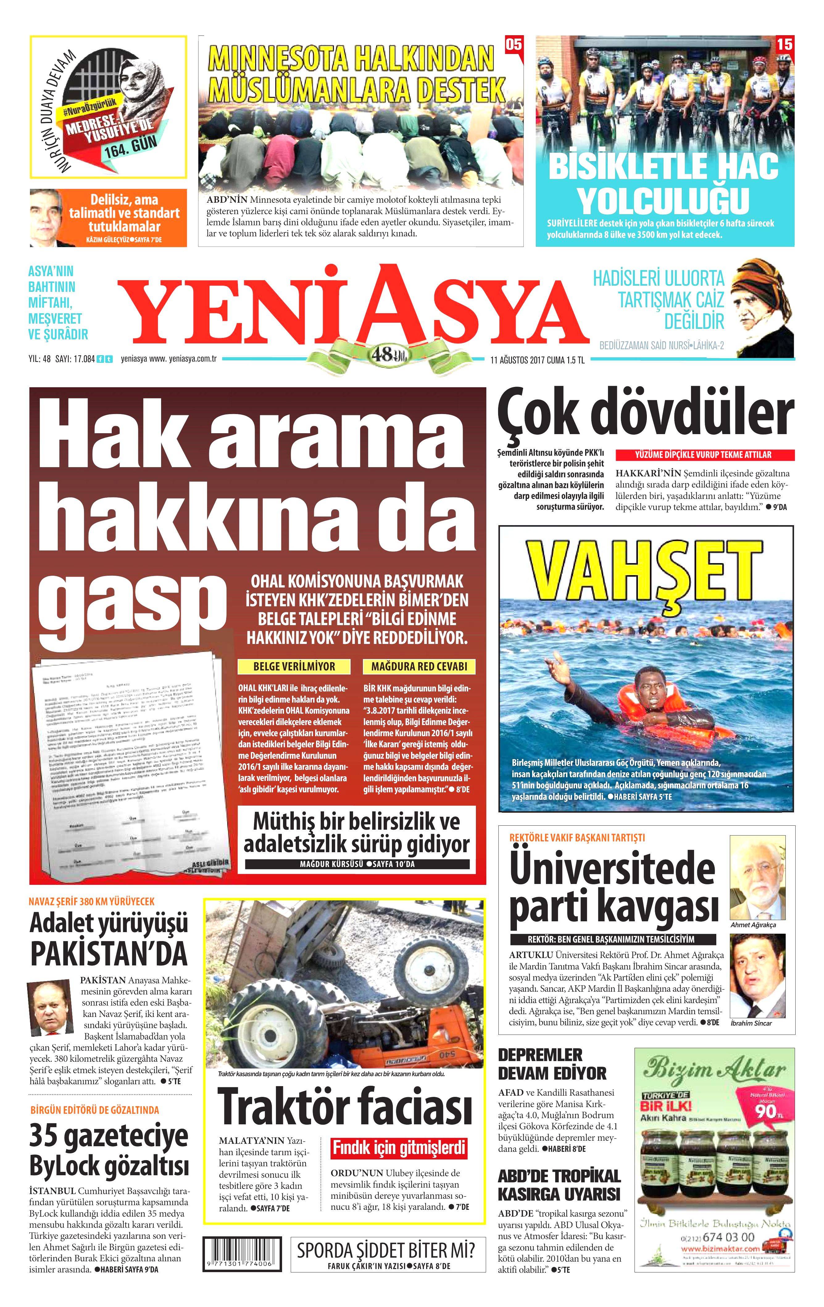 11 Ağustos 2017 gazete manşetleri - 20