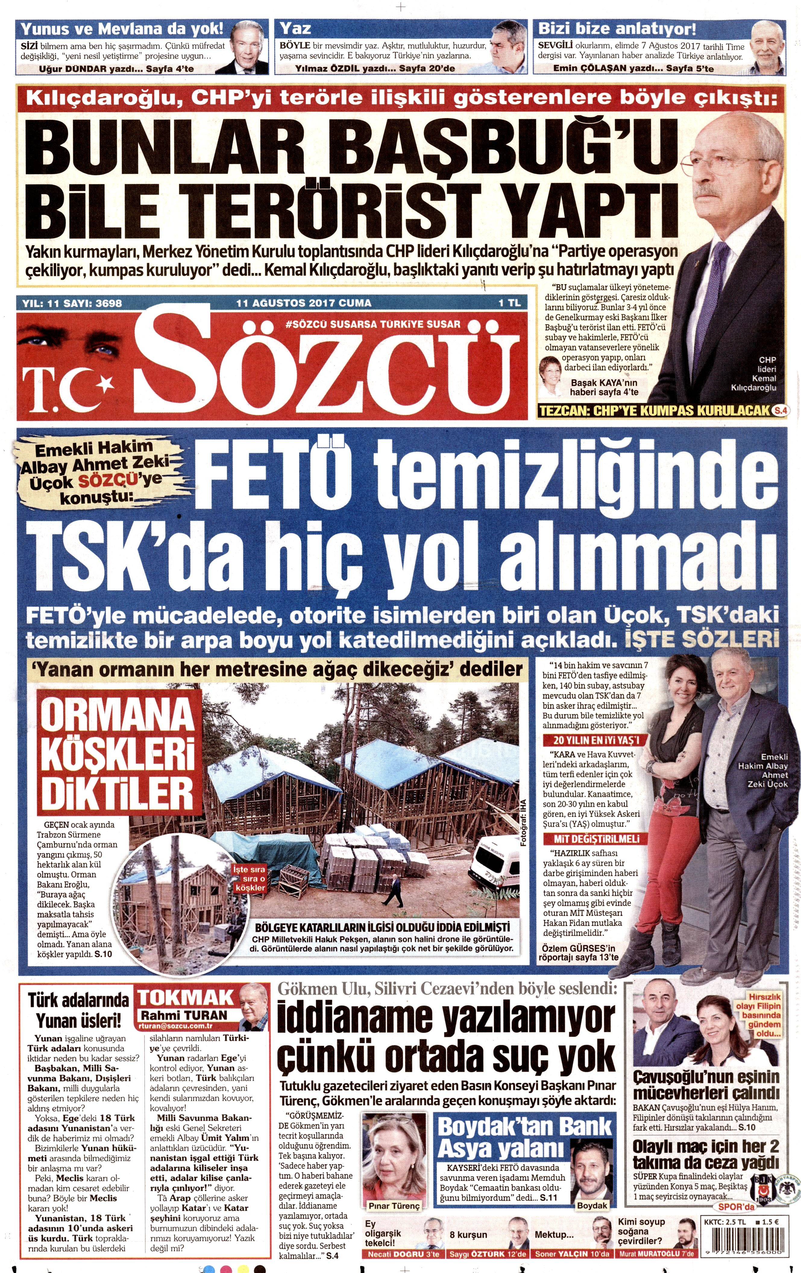 11 Ağustos 2017 gazete manşetleri - 16